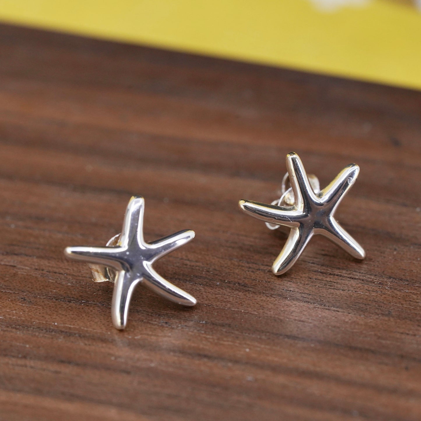 Vintage Sterling silver handmade earrings, 925 sea star starfish studs