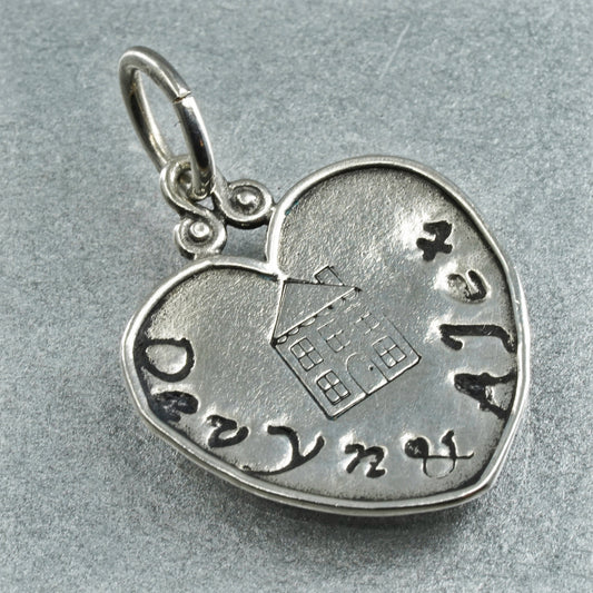 vintage sterling 925 silver heart tag pendant embossed house and Devyn Alex