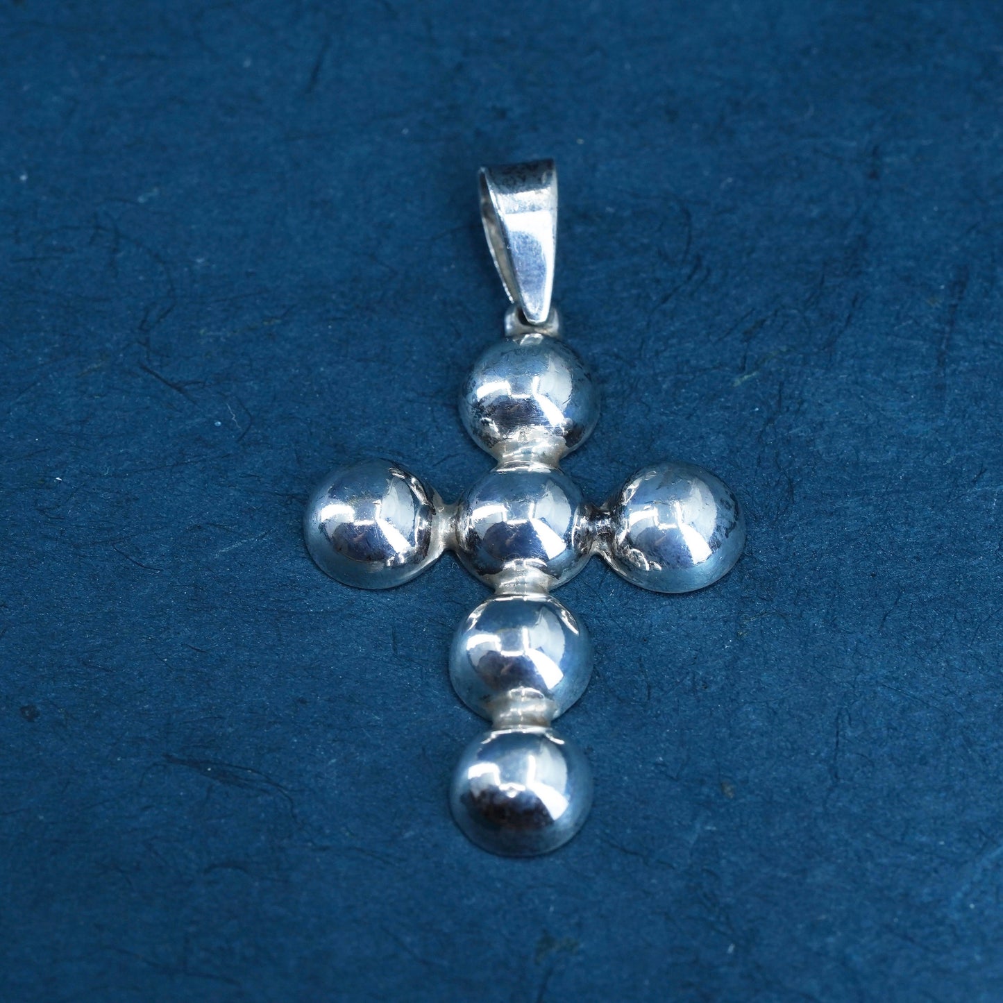 Sterling silver handmade pendant, 925 bead cross charm