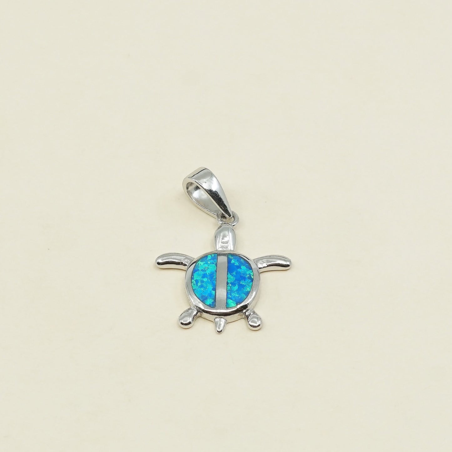 VTG Sterling silver handmade pendant, 925 sea turtle pendant w/ opal