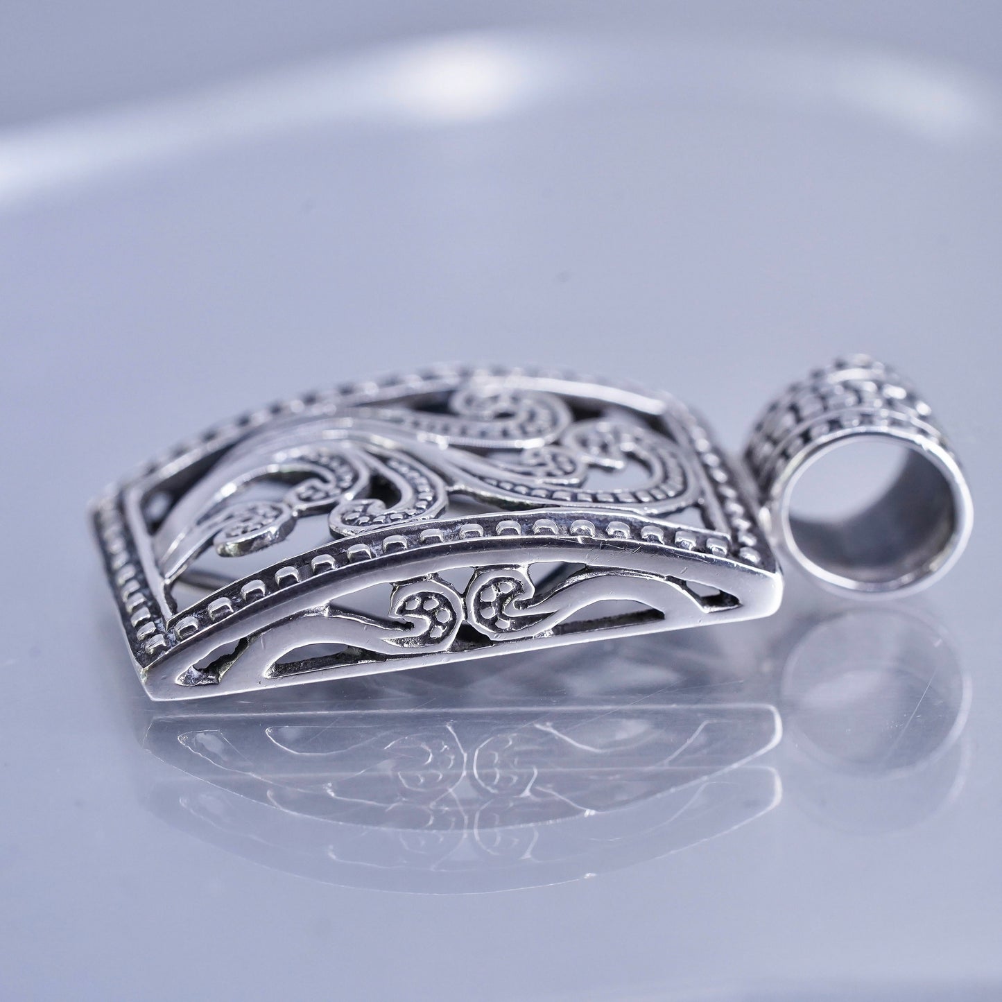 Silpada Sterling 925 Silver Paisley Filigree Rectangle Scroll Pendant S1744