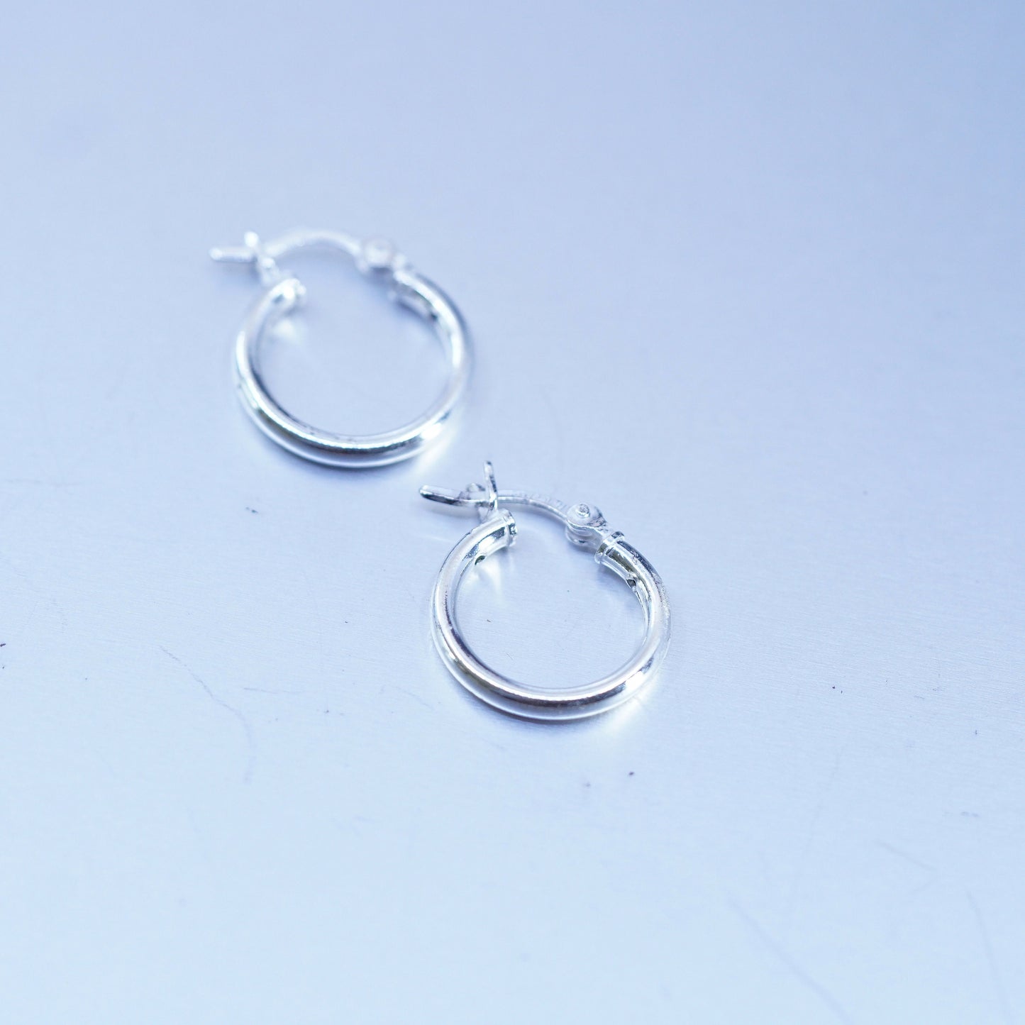 0.5”, vintage Sterling silver handmade earrings, 925 hoops