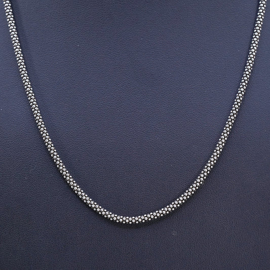 21” 3mm, vintage sterling silver handmade necklace, 925 popcorn chain