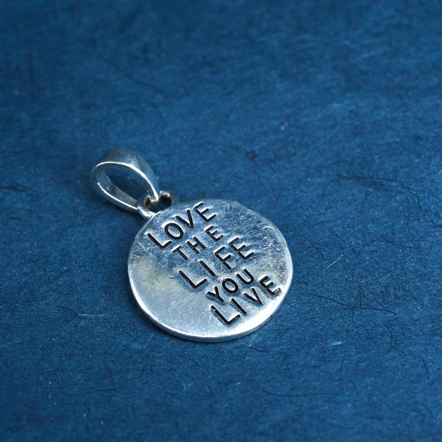 sterling silver pendant, 925 tag charm engaged "love the life we live"