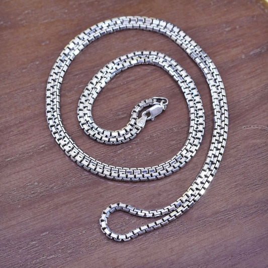 34” 3mm, , vintage Sterling silver bold box chain, Italy 925 necklace