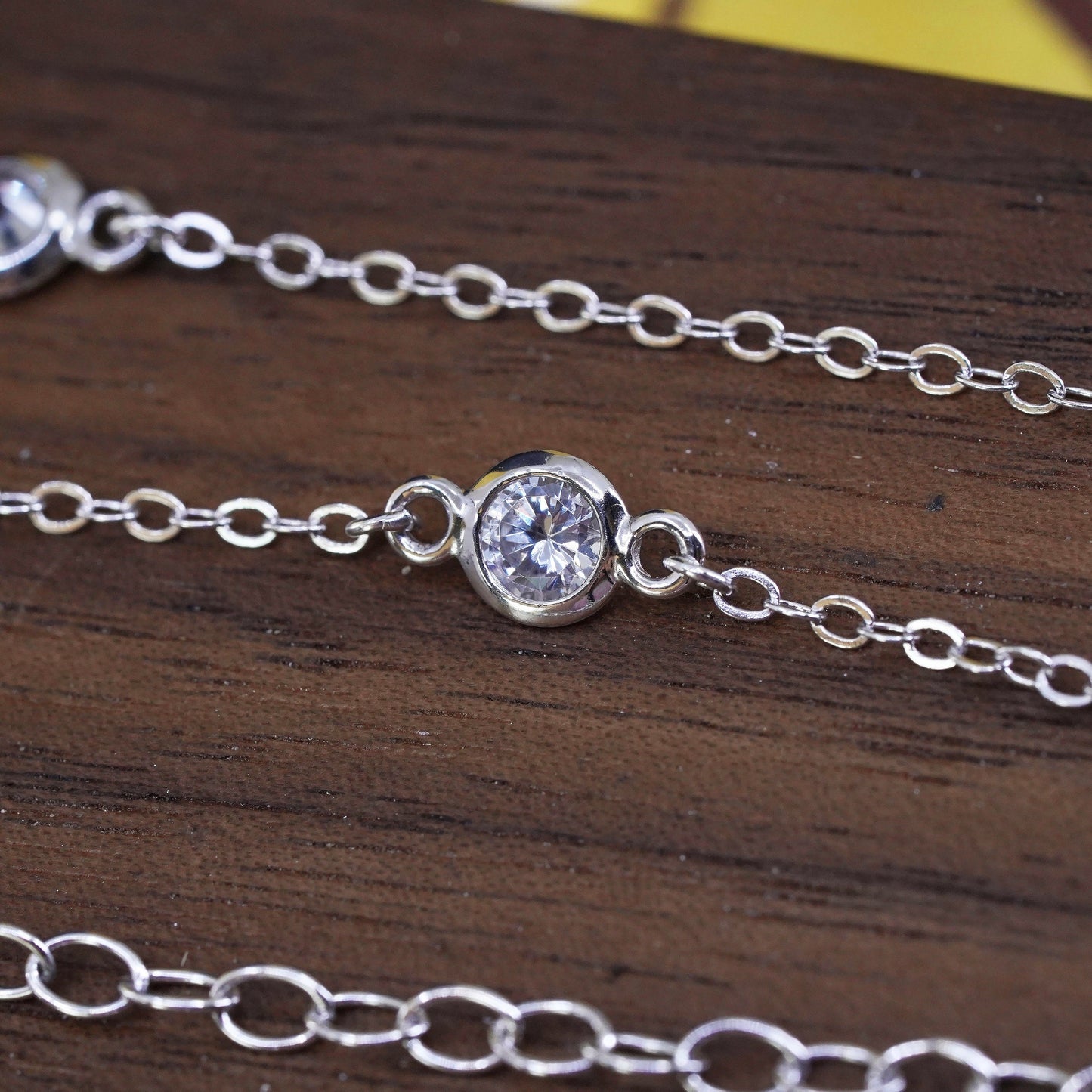 18+4” 2mm, vintage Sterling silver necklace, 925 chain with Cz details