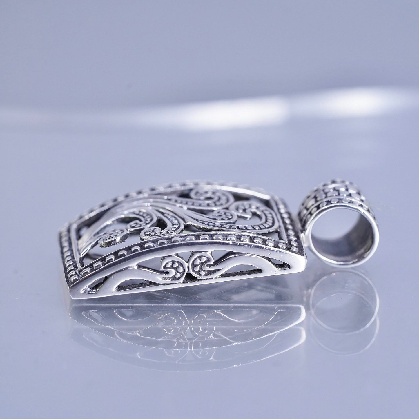 Silpada Sterling 925 Silver Paisley Filigree Rectangle Scroll Pendant S1744