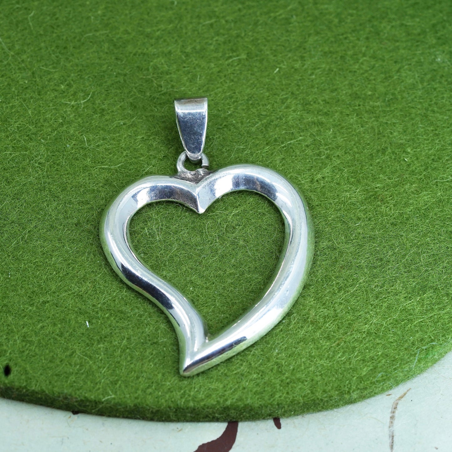 vintage Mexican sterling 925 silver handmade heart pendant