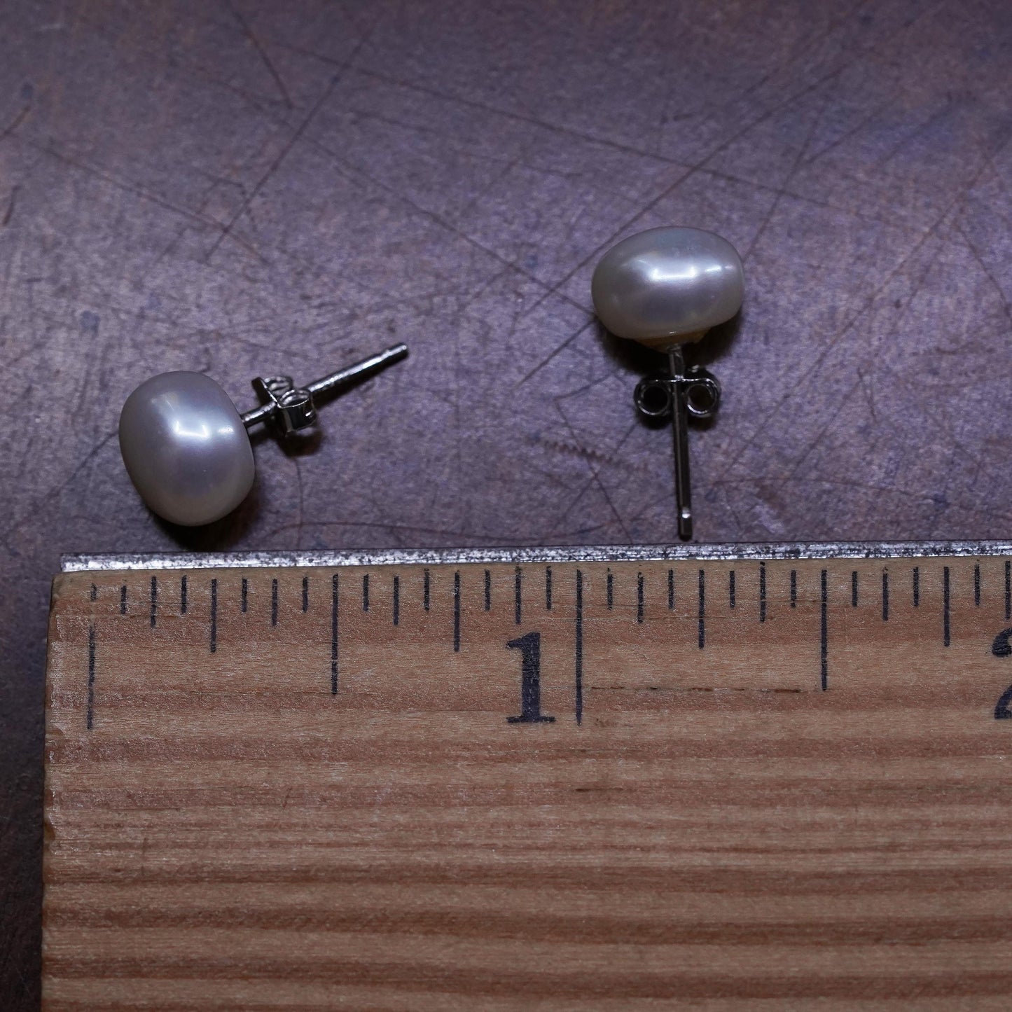 7mm, Sterling 925 silver with freshwater pearl studs earrings