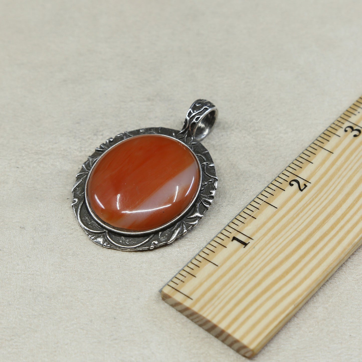 VTG sterling silver handmade Bali pendant, Mexican 925 silver with agate