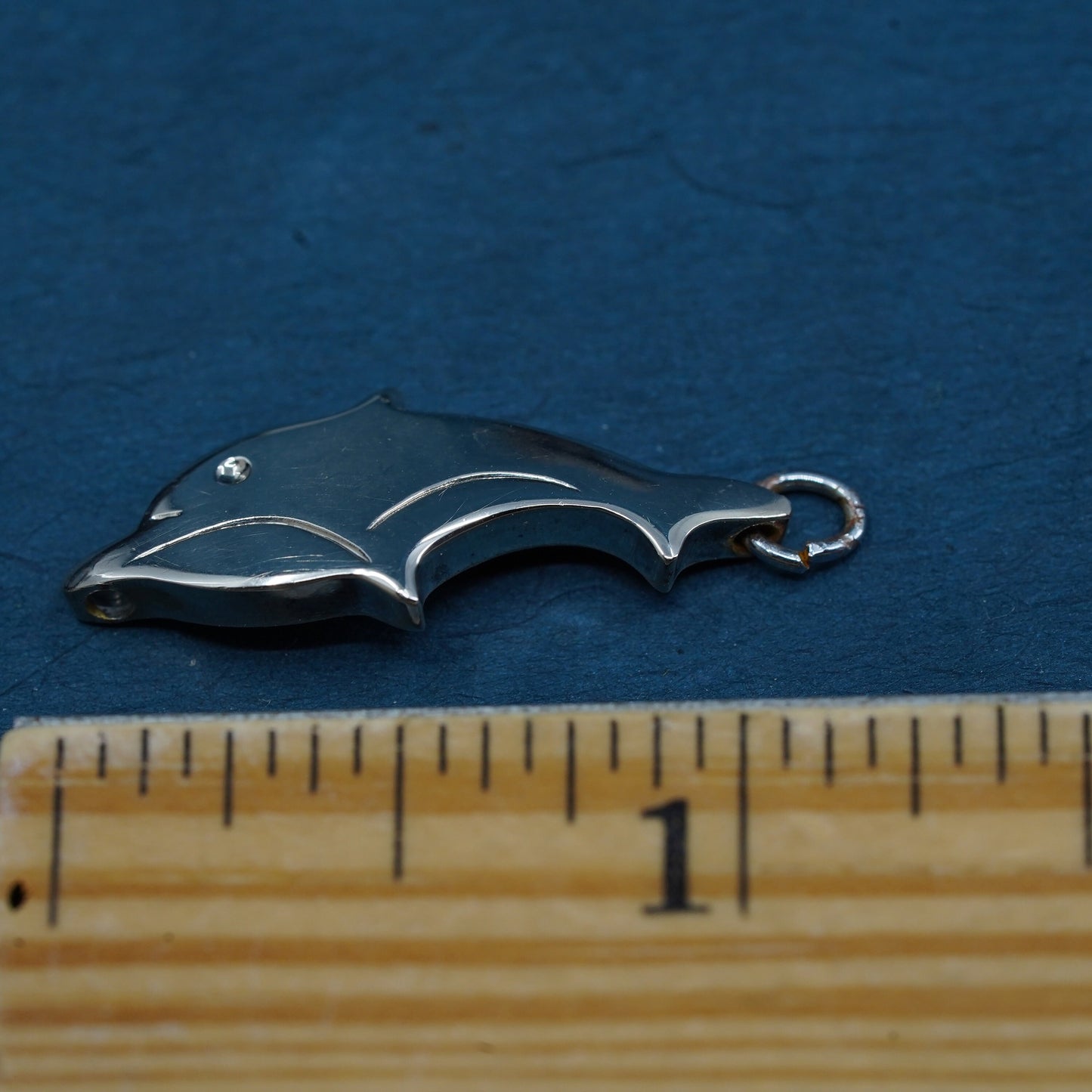 Vintage Sterling silver handmade dolphin pendant, 925 charm