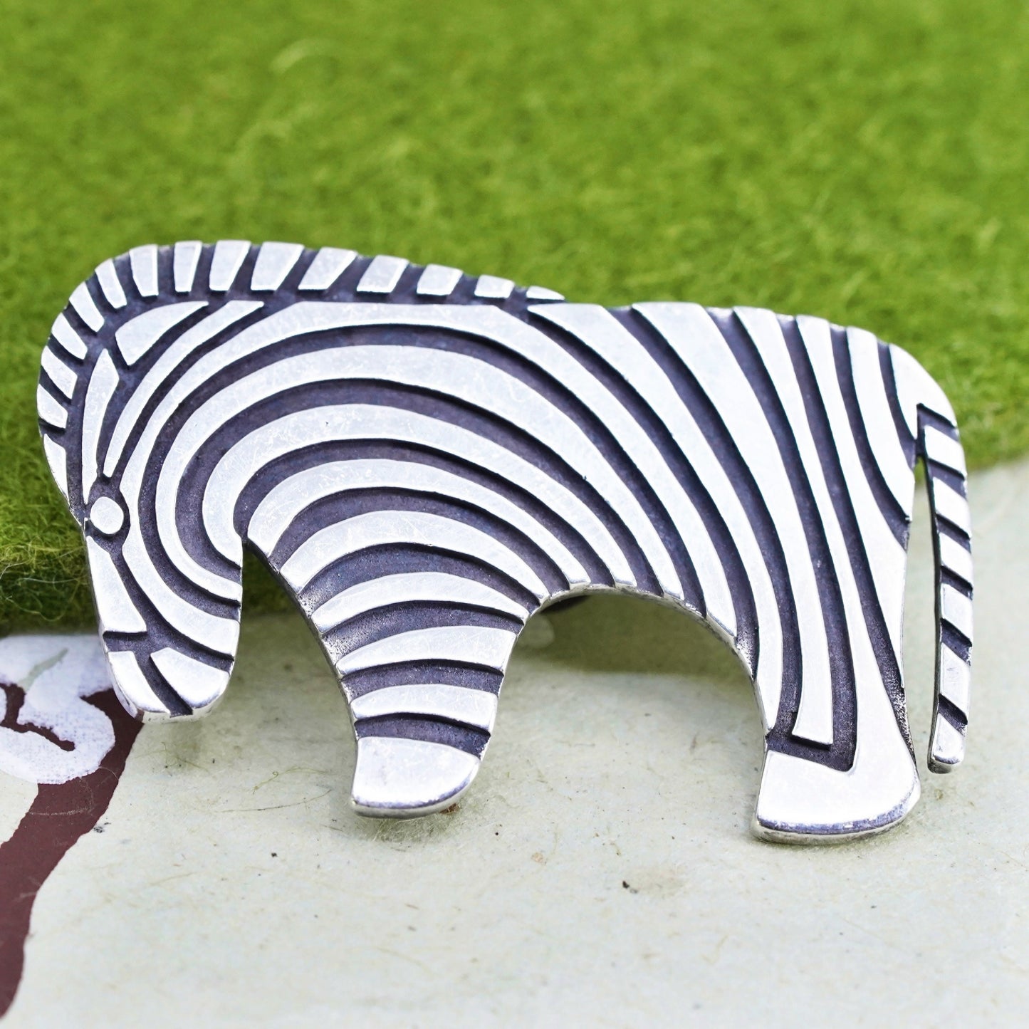 retired James Avery sterling silver handmade brooch, 925 zebra horse pendant