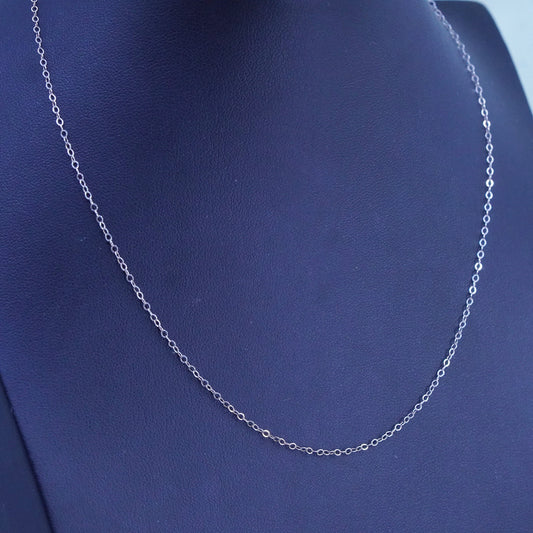 16” 1mm, Vintage Italian sterling 925 silver flatten circle chain, necklace