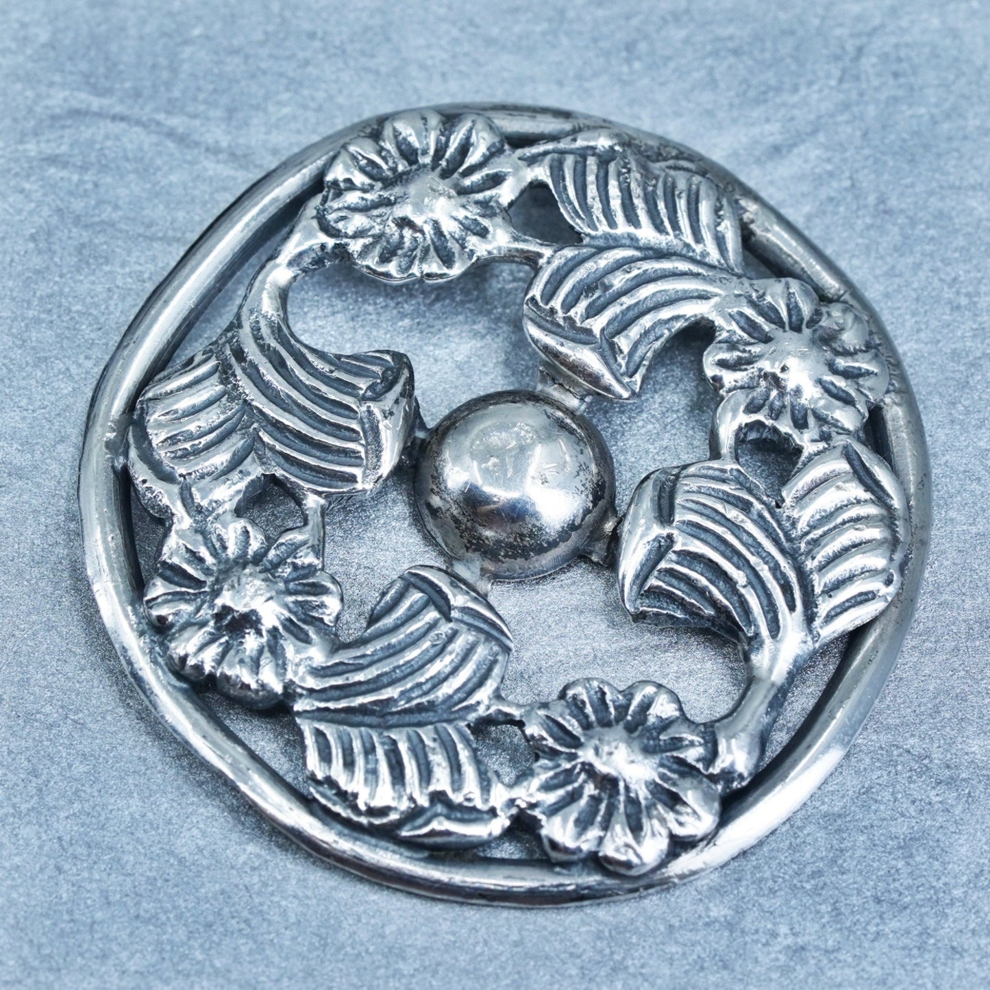 Antique silver tone handmade charm, 925 cross pendant