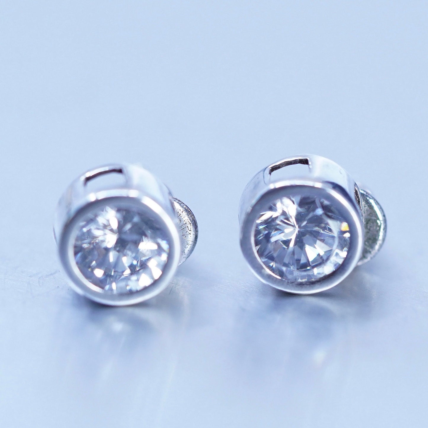 Vintage Sterling 925 silver earrings, studs with cz