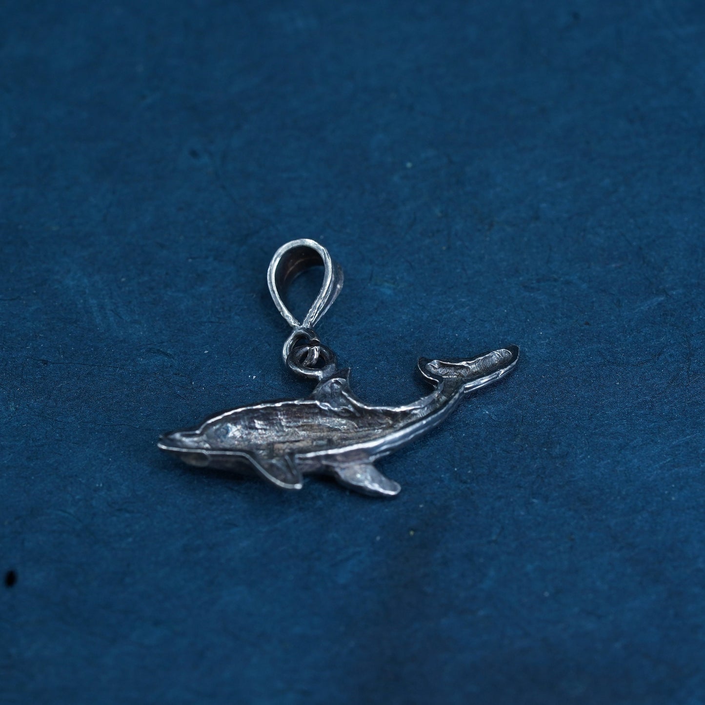 Vintage Sterling silver handmade dolphin pendant, 925 charm