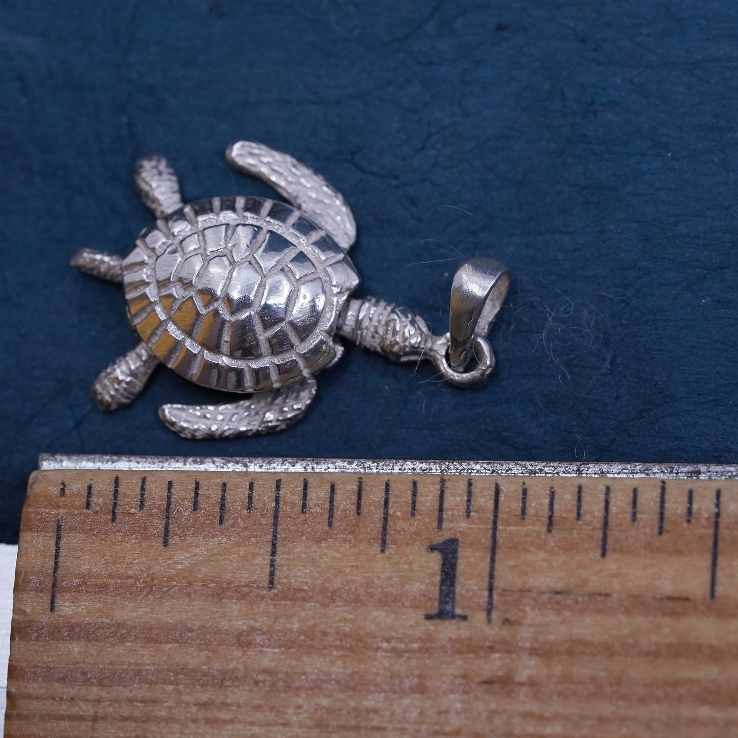 vintage sterling 925 silver handmade sea turtle pendant with movable joints