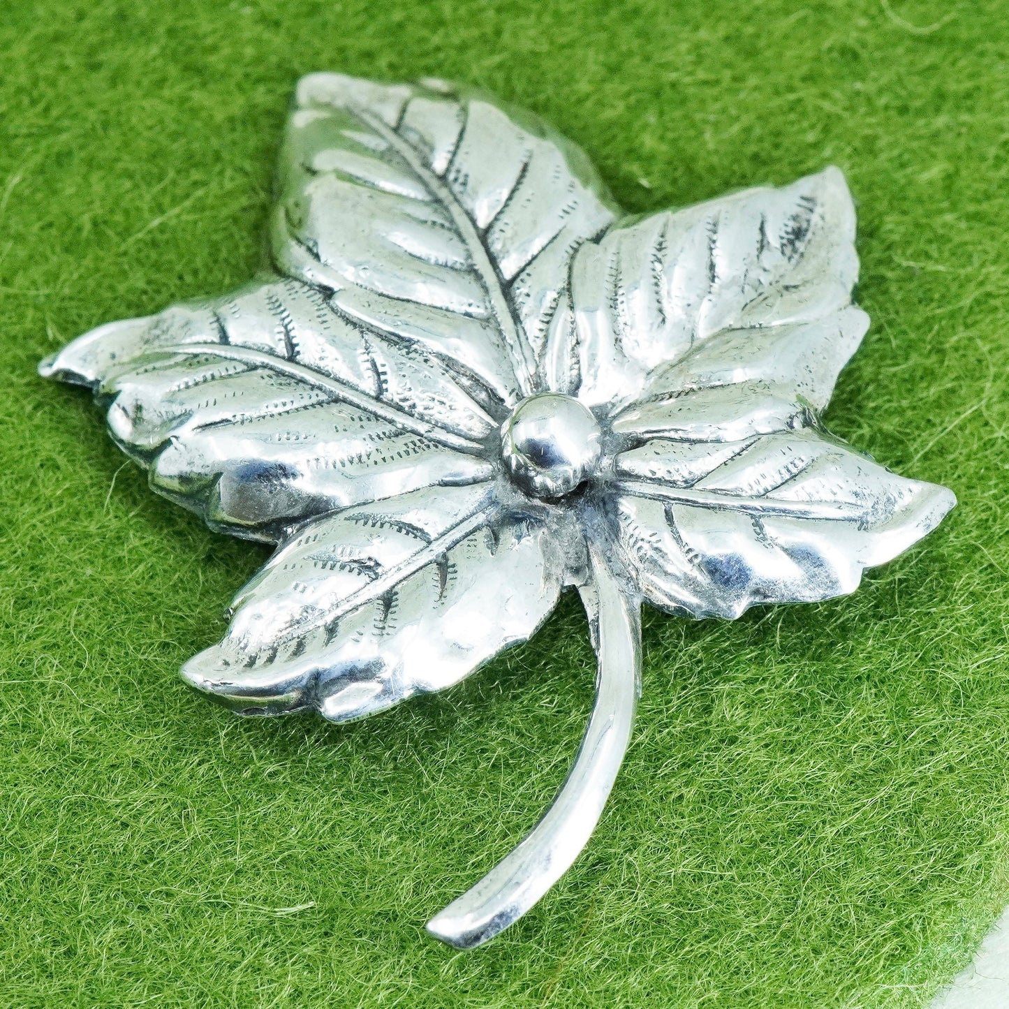 Vintage Sterling silver handmade brooch, 925 maple leaf pin