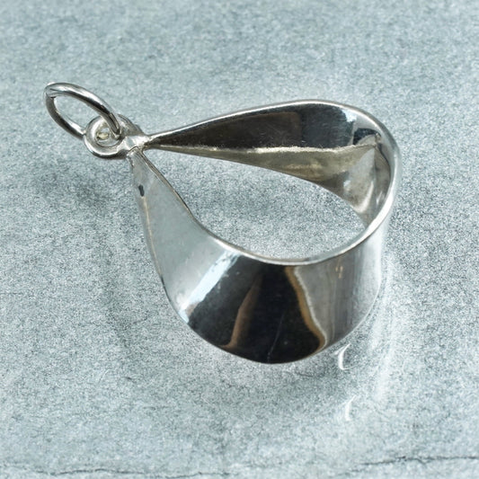 Vintage sterling 925 silver handmade teardrop pendant charm