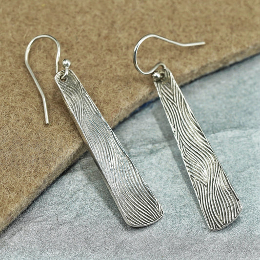 Vintage Sterling 925 silver handmade textured teardrop earrings