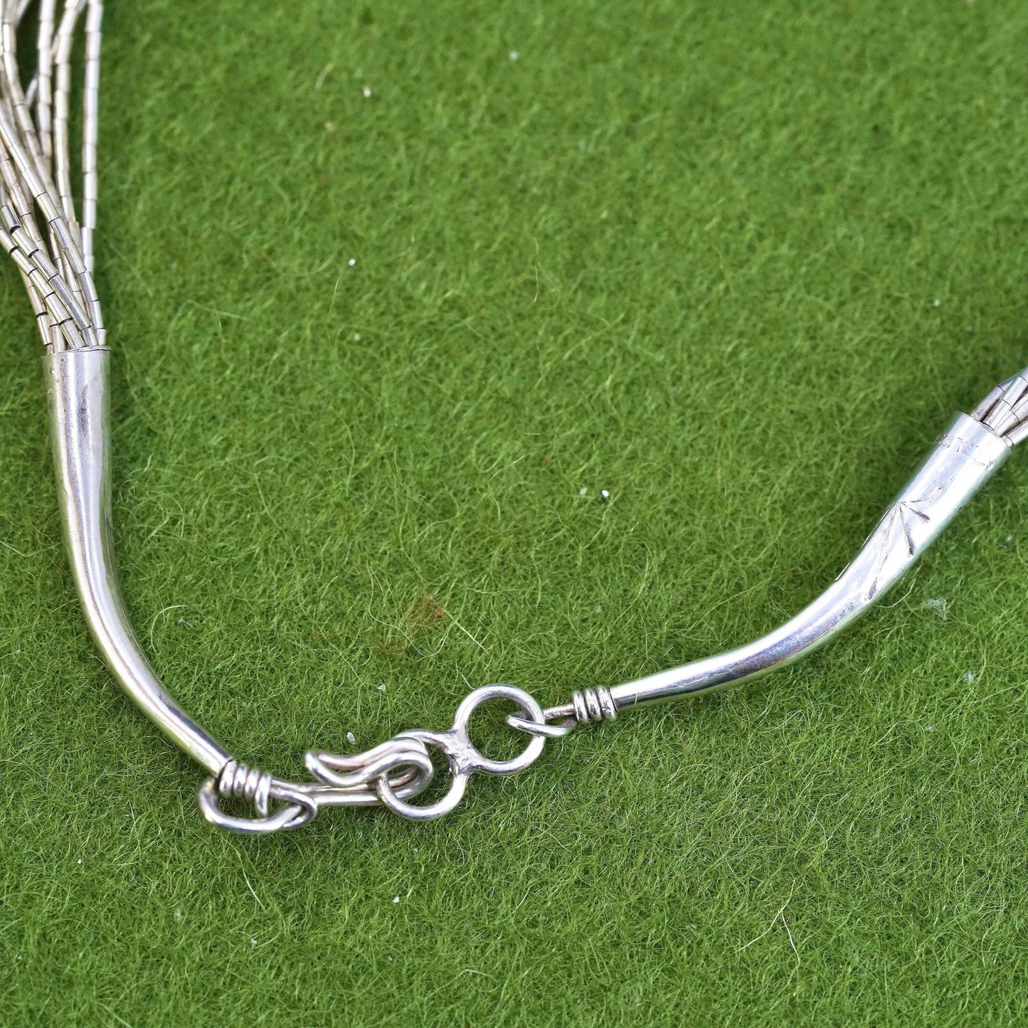 16”, liquid Sterling silver 10 strands necklace, Native American 925 chain