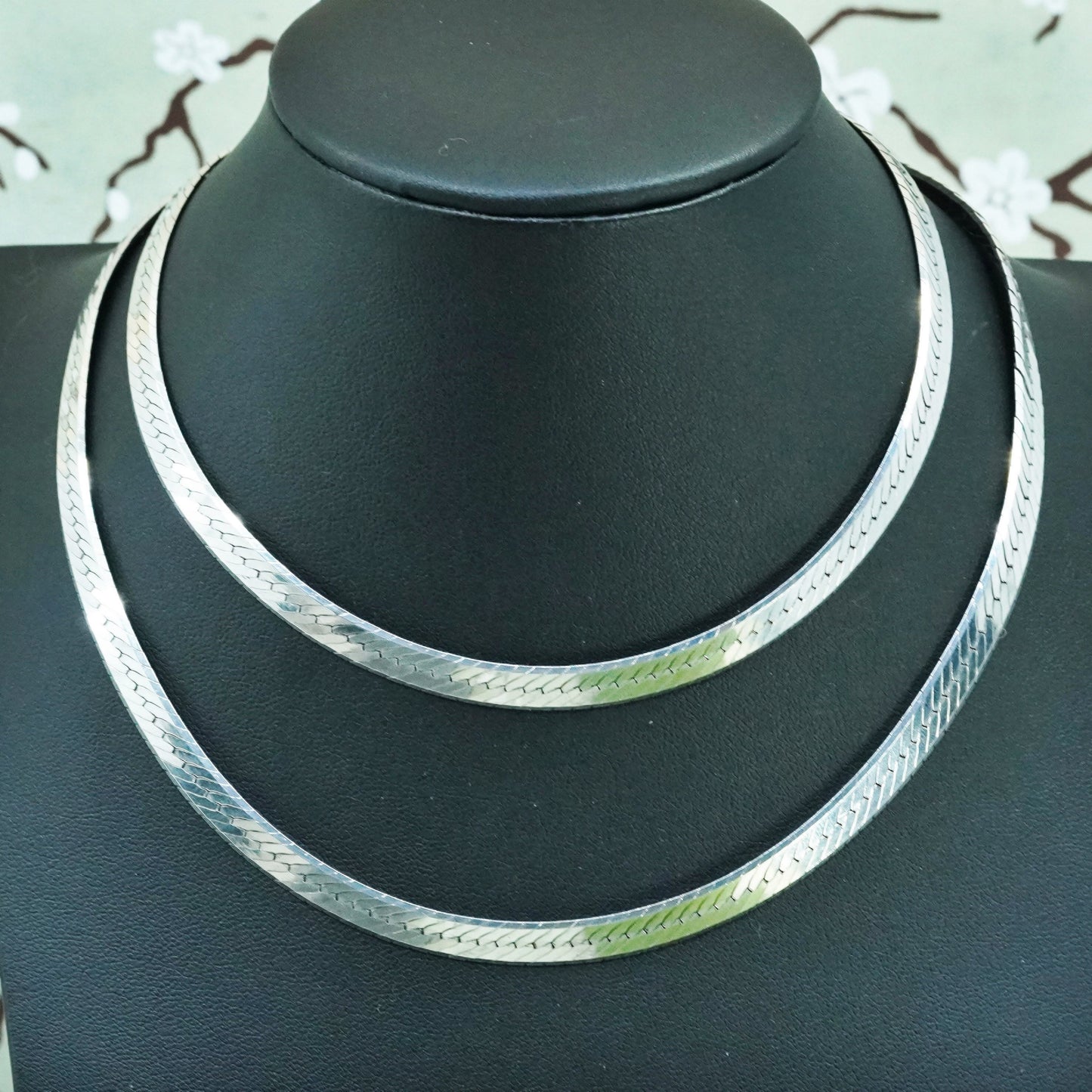 30” 7mm, Italy 3 Strands 925 Sterling Silver Woven Braided Herringbone necklace