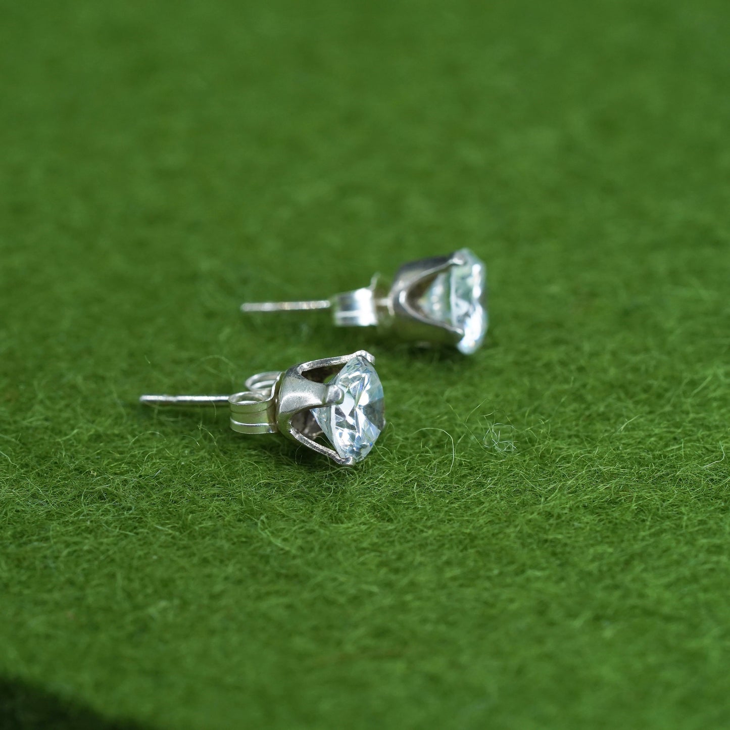 5mm, Vintage sterling silver genuine cz studs, fashion minimalist earrings