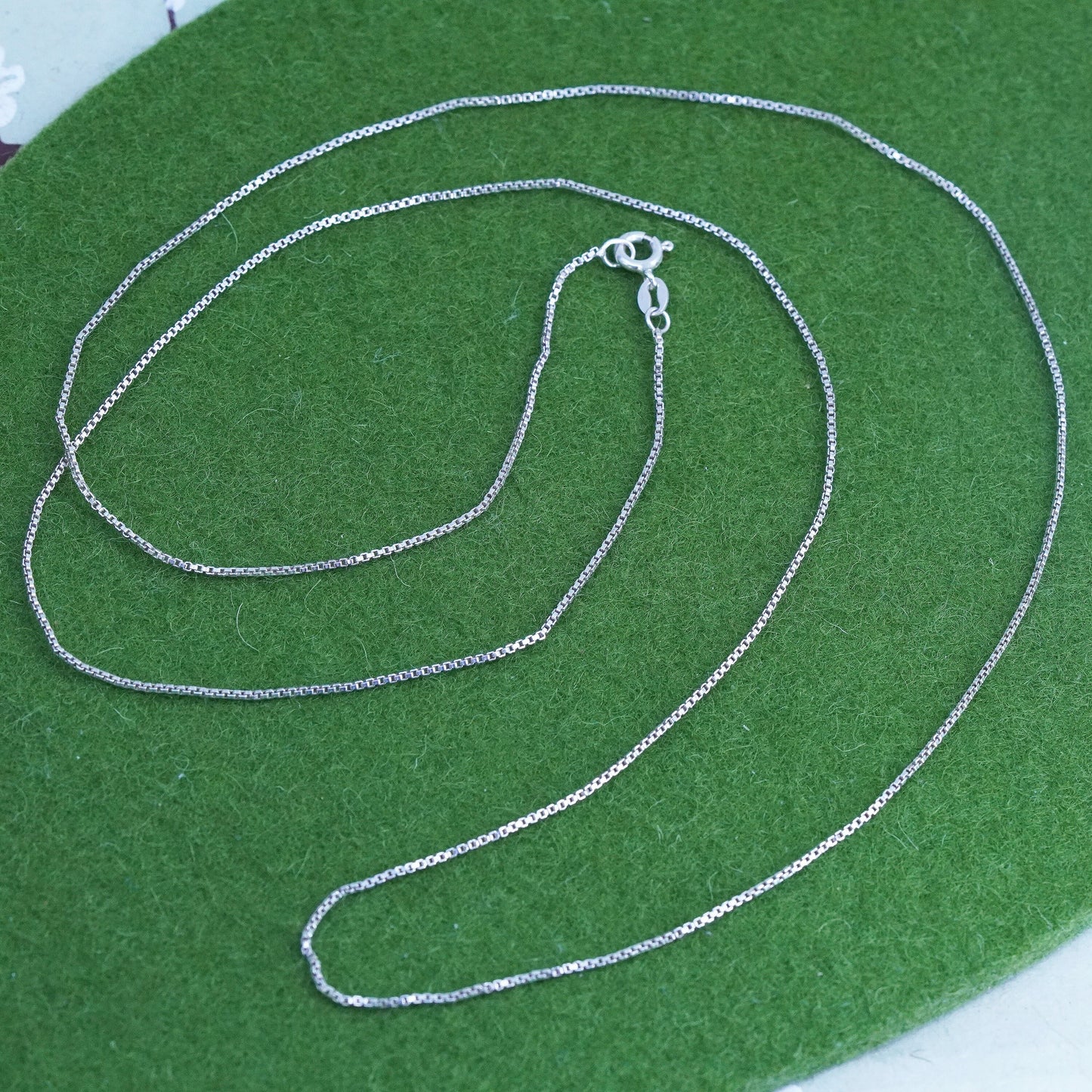 32", 1mm, Vintage sterling silver Italy 925 silver box chain, necklace
