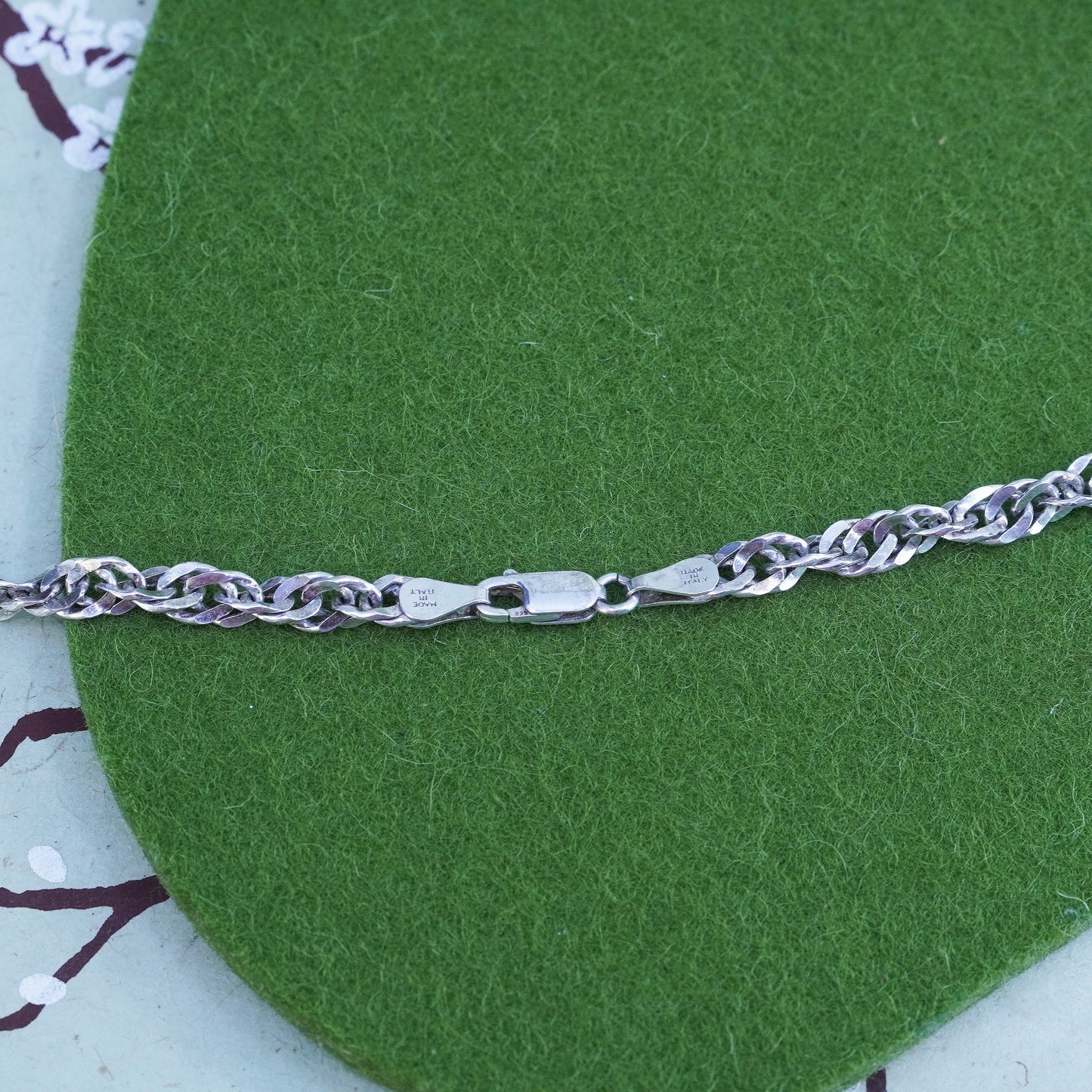 40", VTG Italian Milor sterling silver handmade necklace 925 twisted curb chain