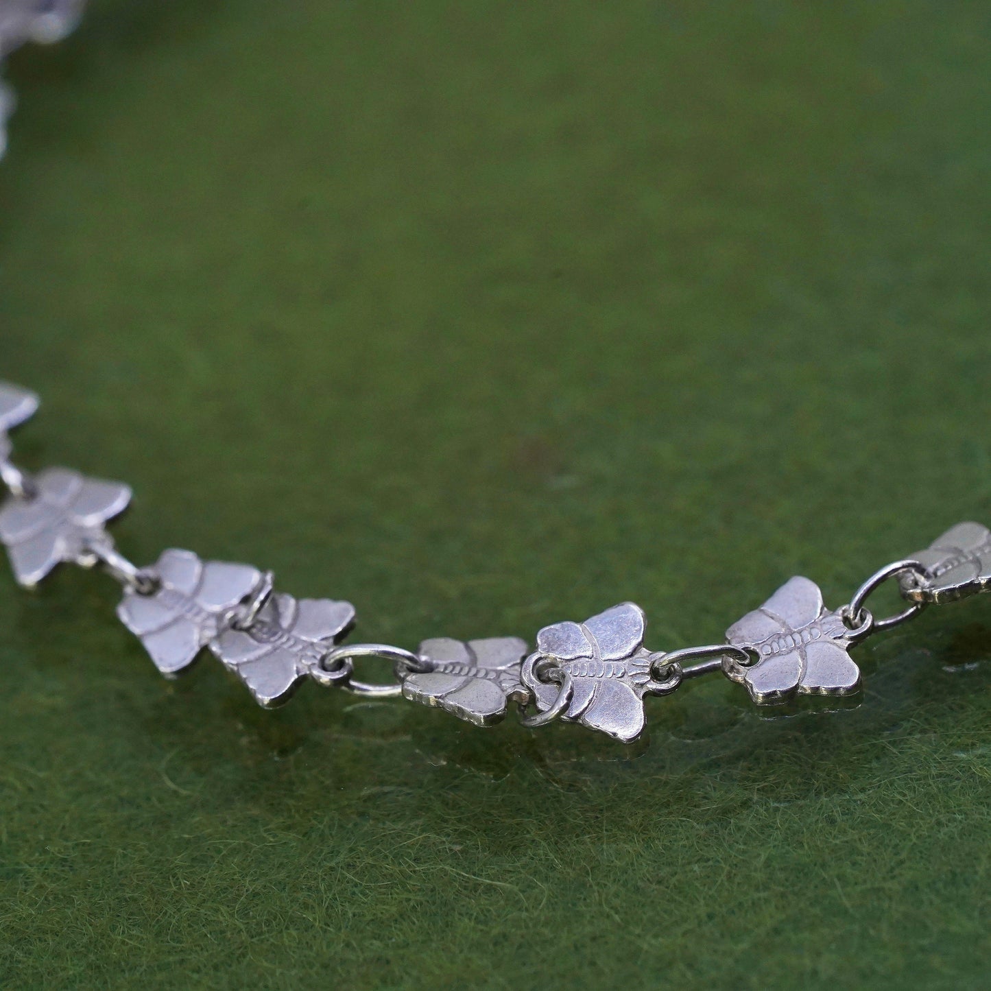 7.75", Italian sterling silver anklet, 925 silver butterfly link chain bracelet