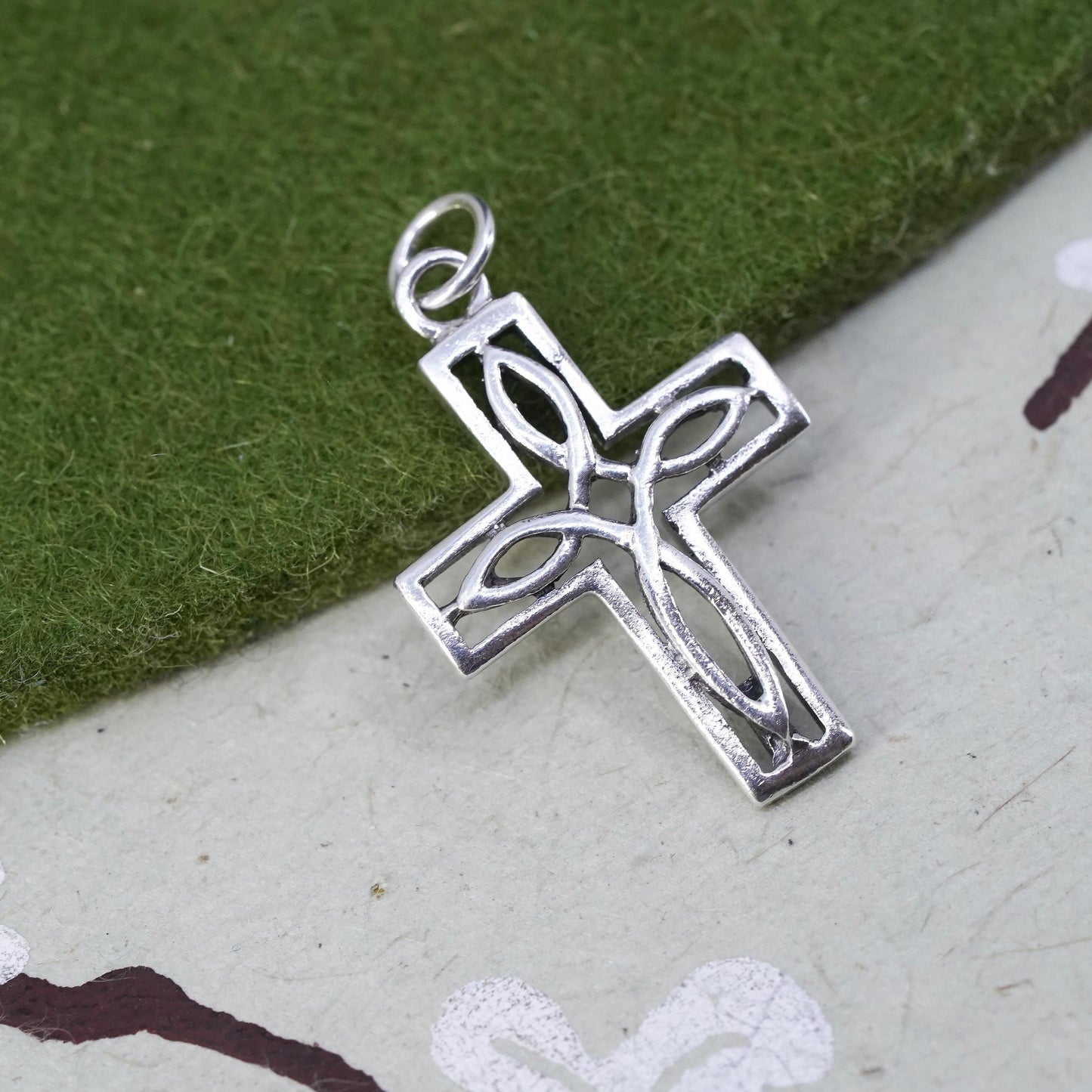 Vintage sterling silver handmade pendant, 925 Irish Celtic cross