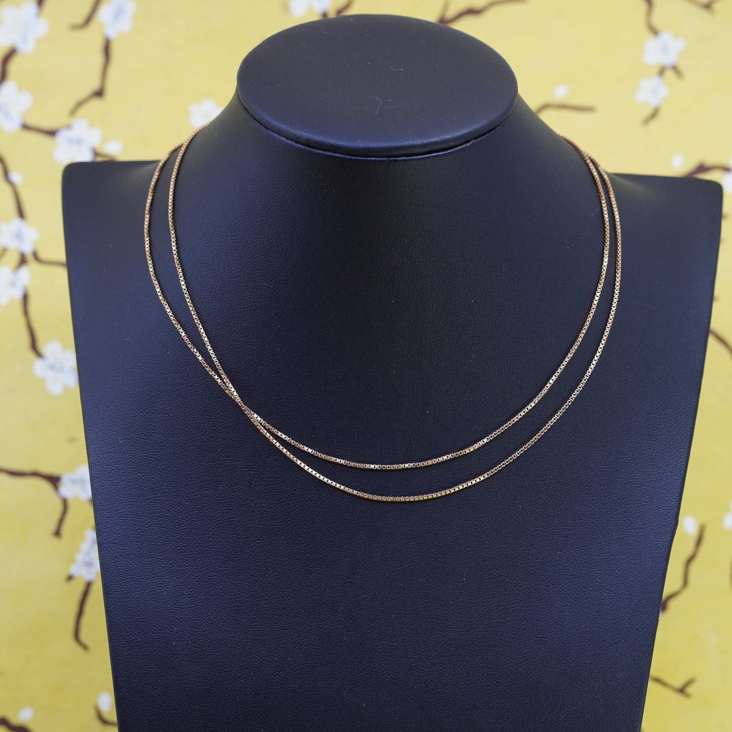 30”, vintage vermeil gold Over Sterling silver box chain, Italy 925 necklace