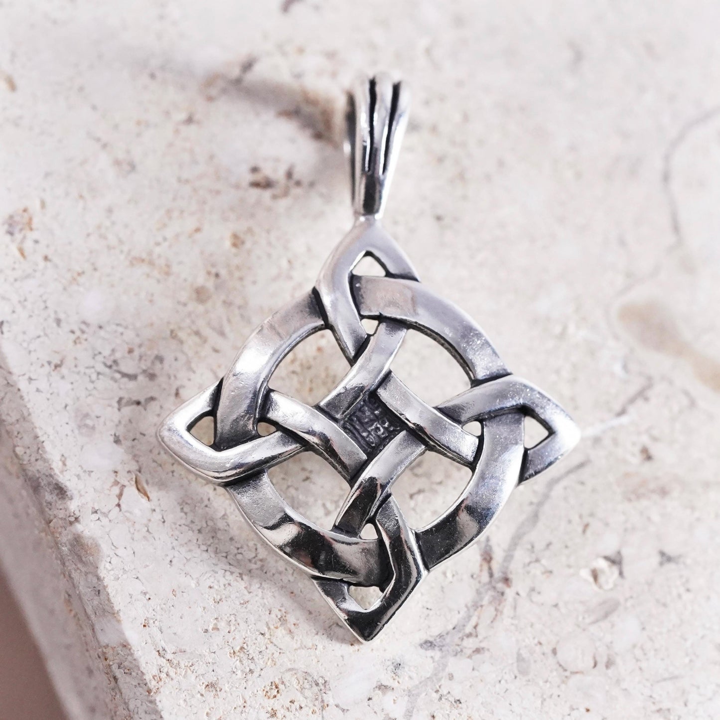 Wisdom WJ Irish Sterling silver handmade pendant, 925 Celtic knot cross charm