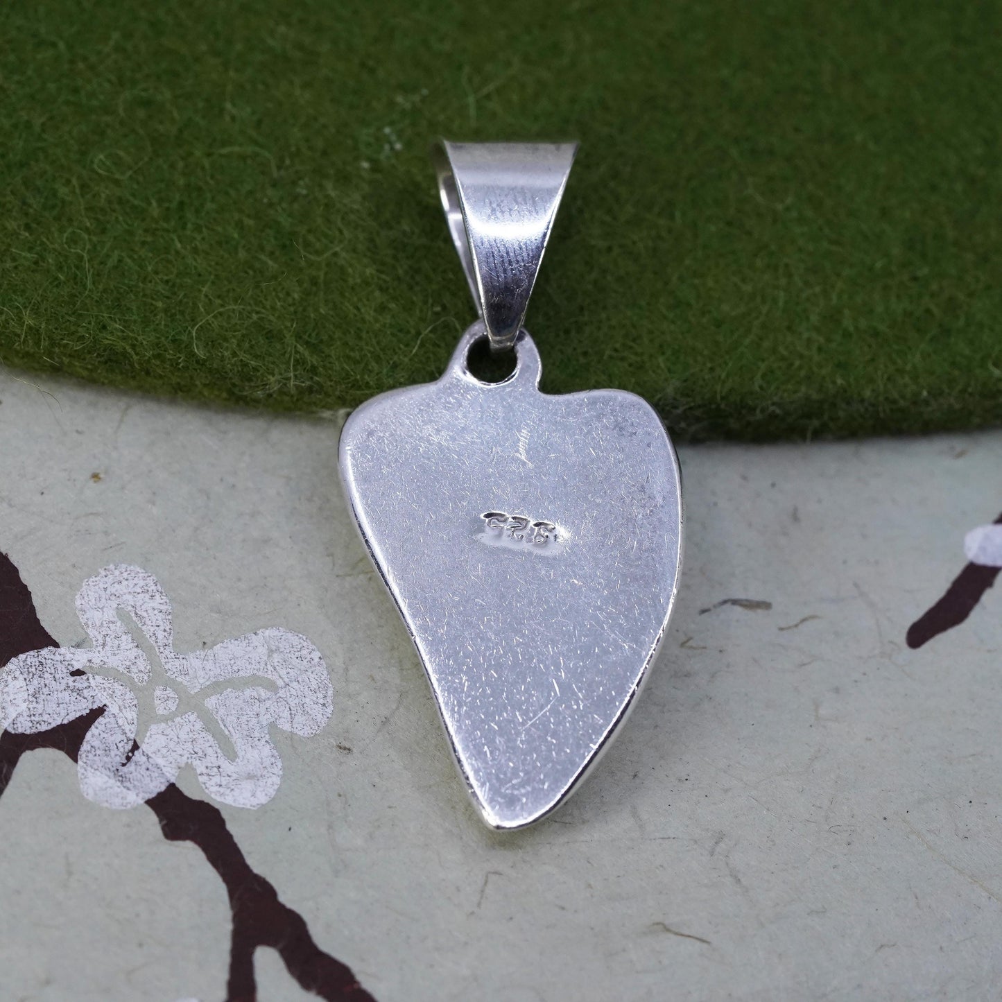 Vintage handmade sterling silver heart charm, 925 charm pendant