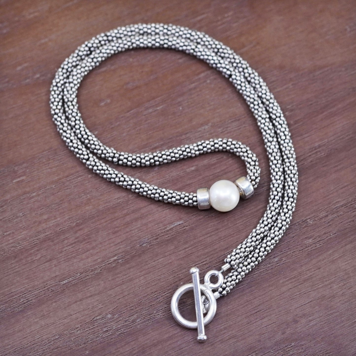 16”, Sterling 925 silver handmade necklace with 6mm freshwater pearl