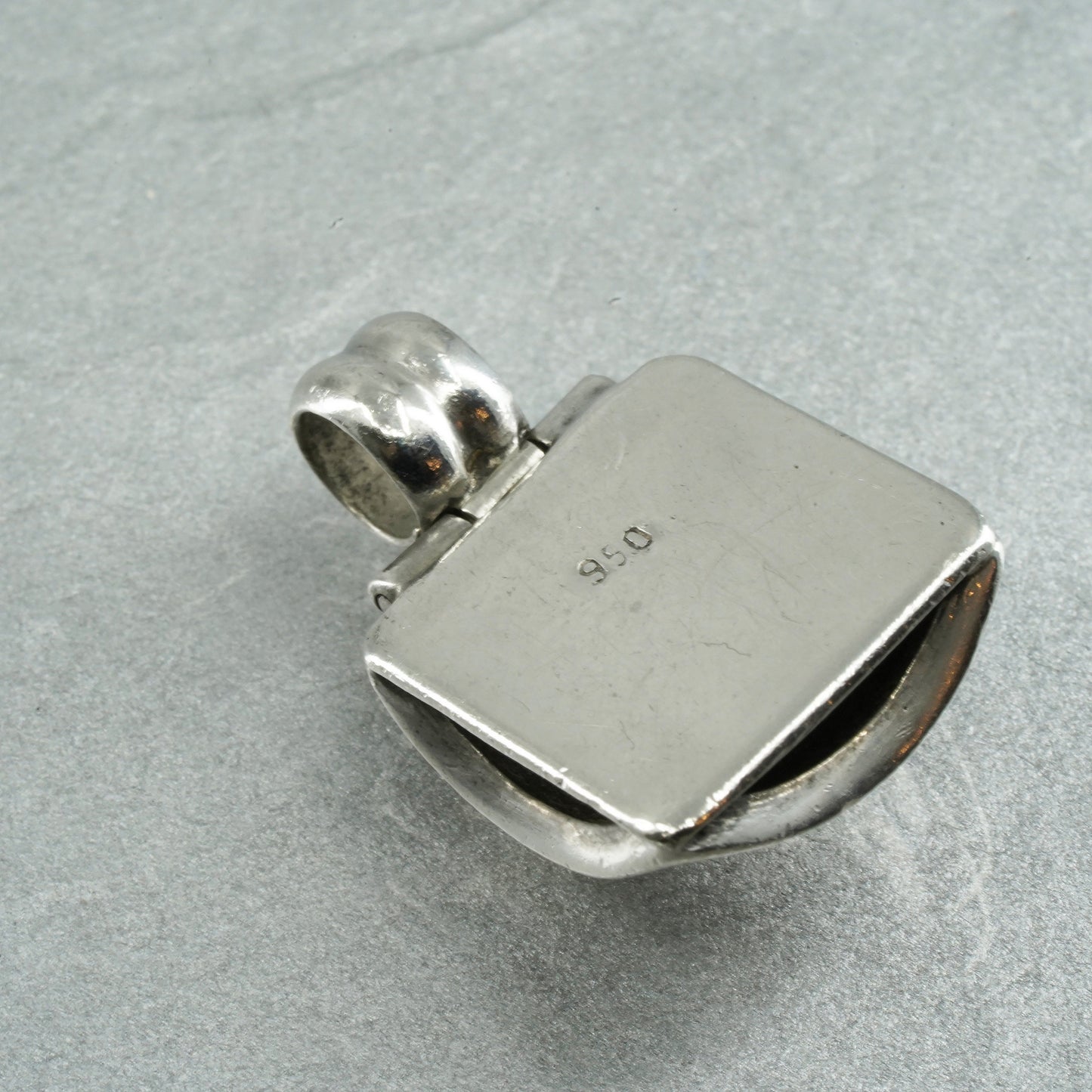 Vintage sterling 950 silver handmade puffy square pendant