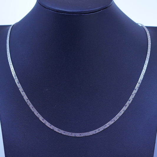 24” 3mm, vintage Sterling 925 silver textured herringbone chain necklace