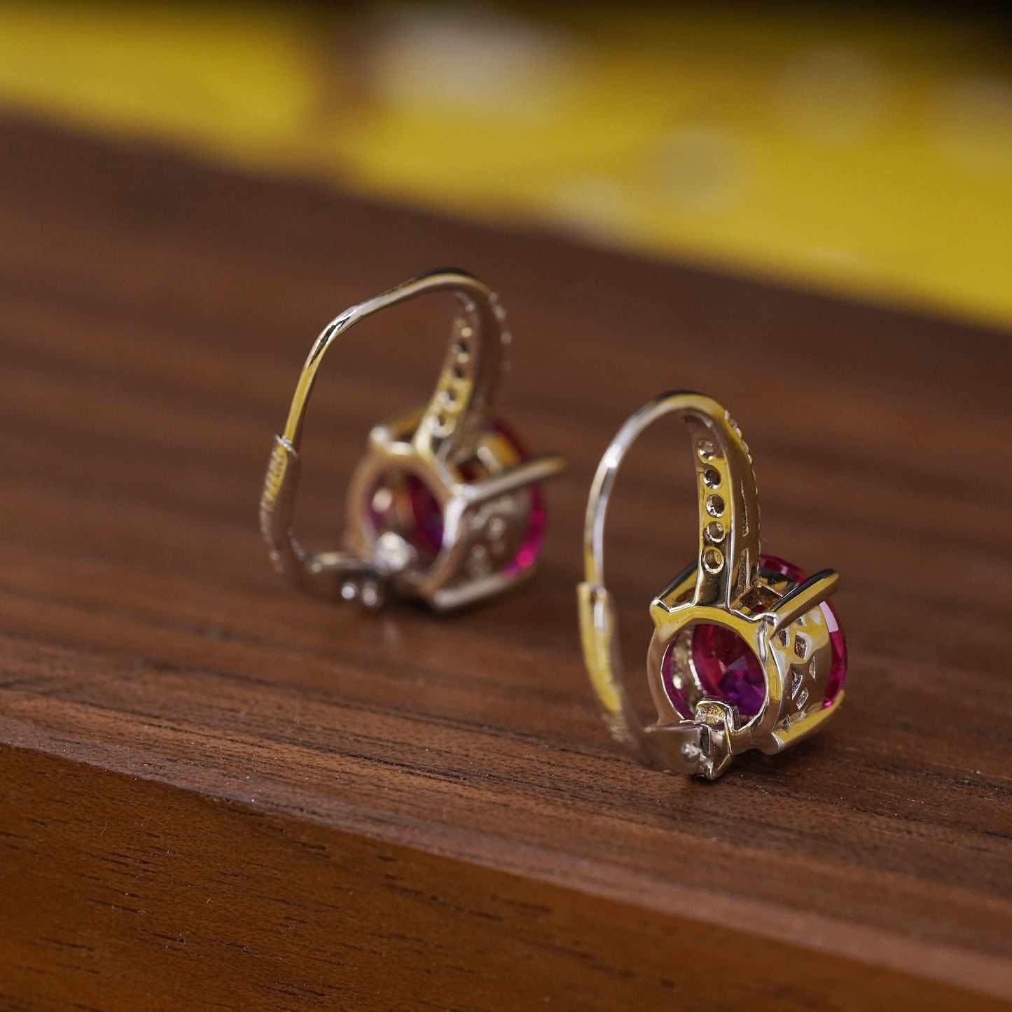 Vintage Sterling 925 silver earrings with ruby