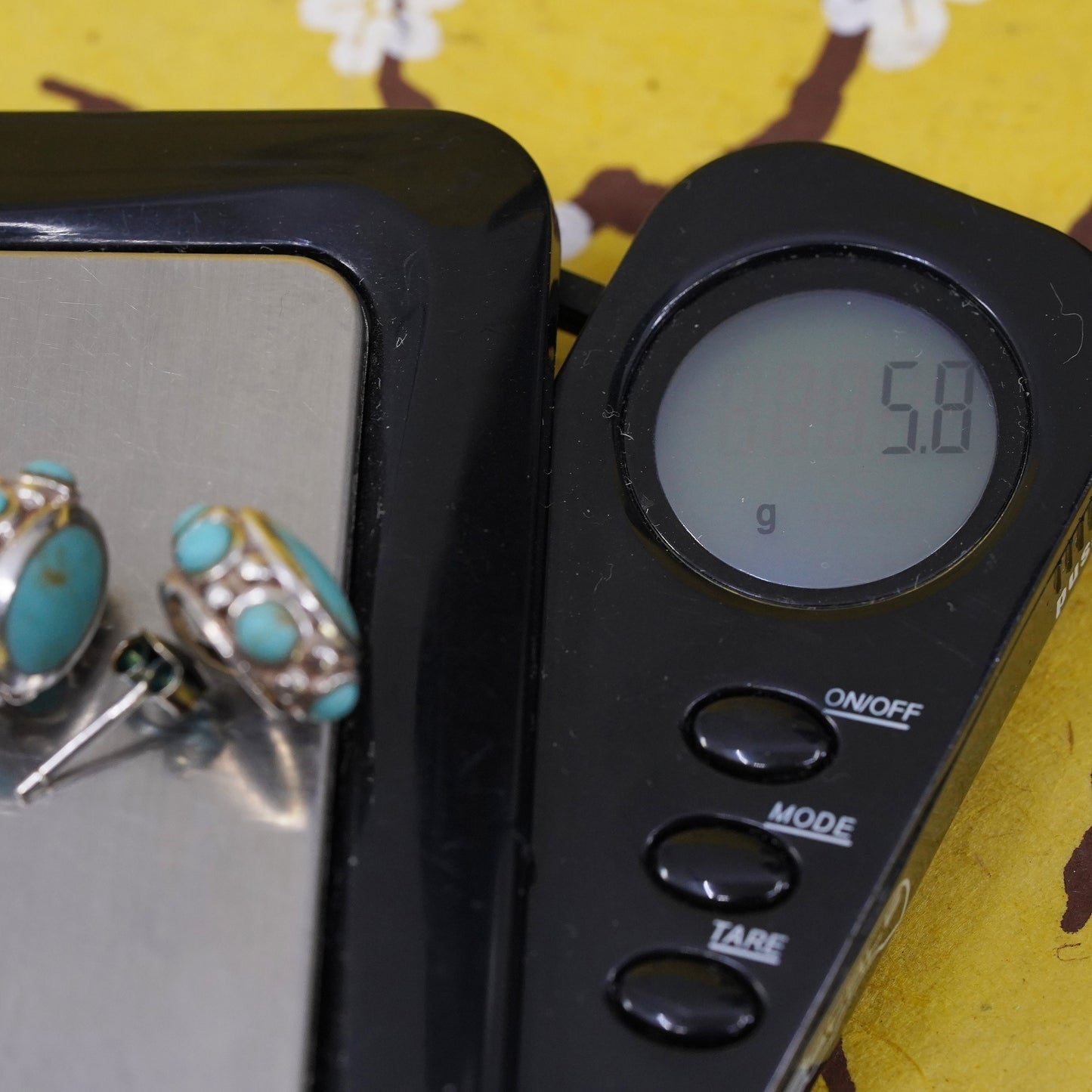 southwestern Sterling Silver Native American Earrings, 925 studs with turquoise