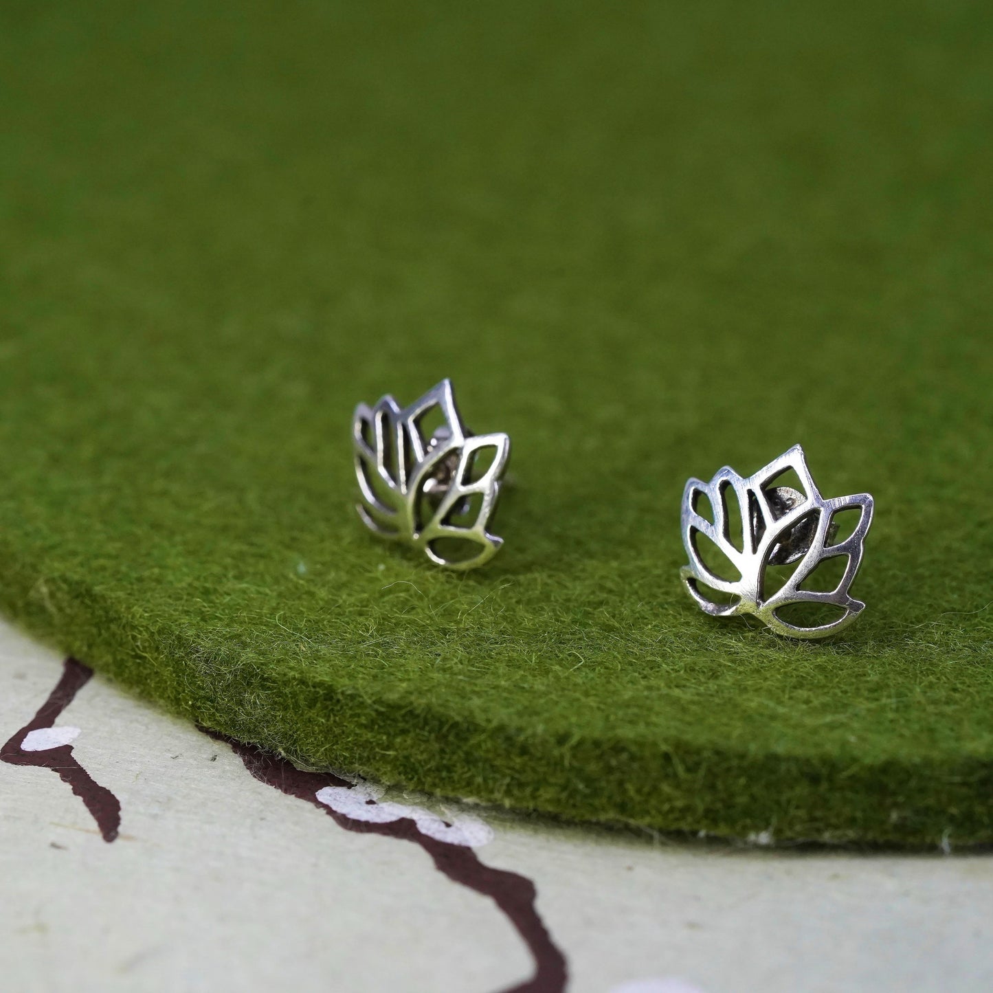 Vintage Sterling silver handmade earrings, 925 flower studs