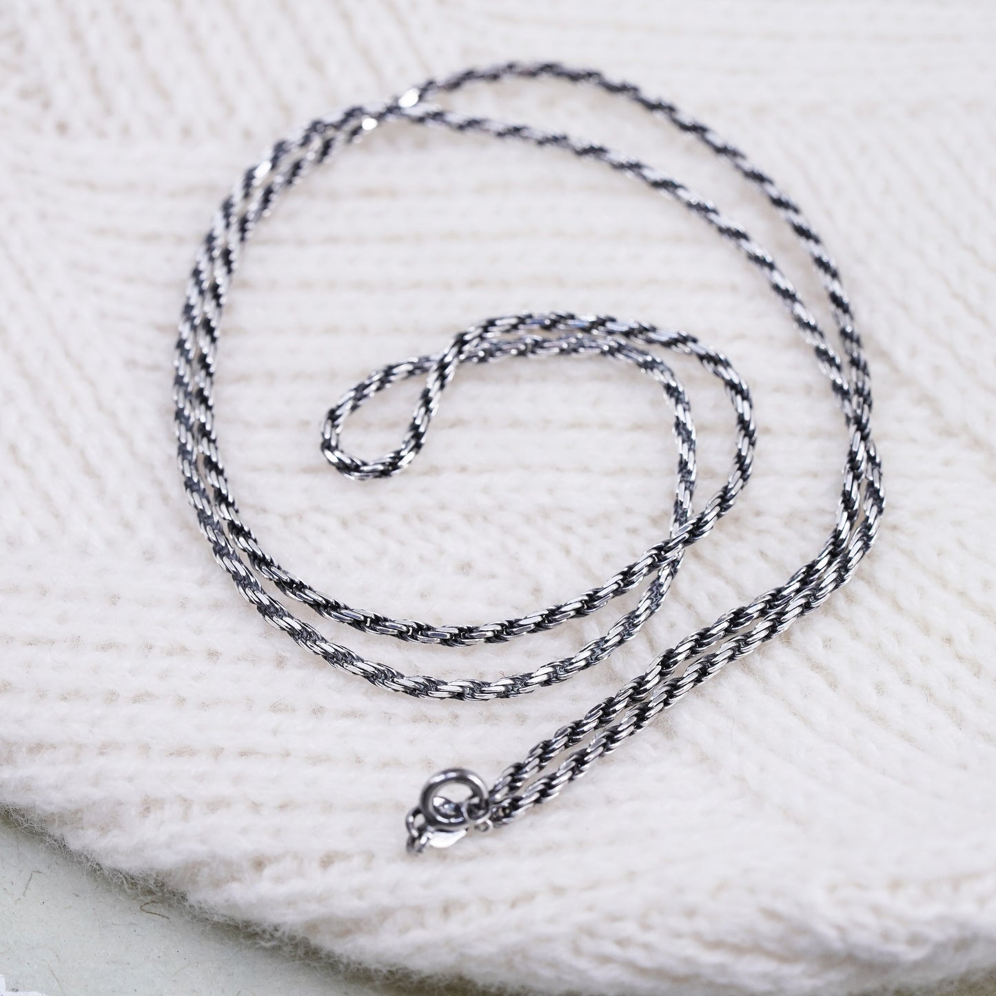 24", 3mm, vintage Sterling silver necklace, 925 rope chain