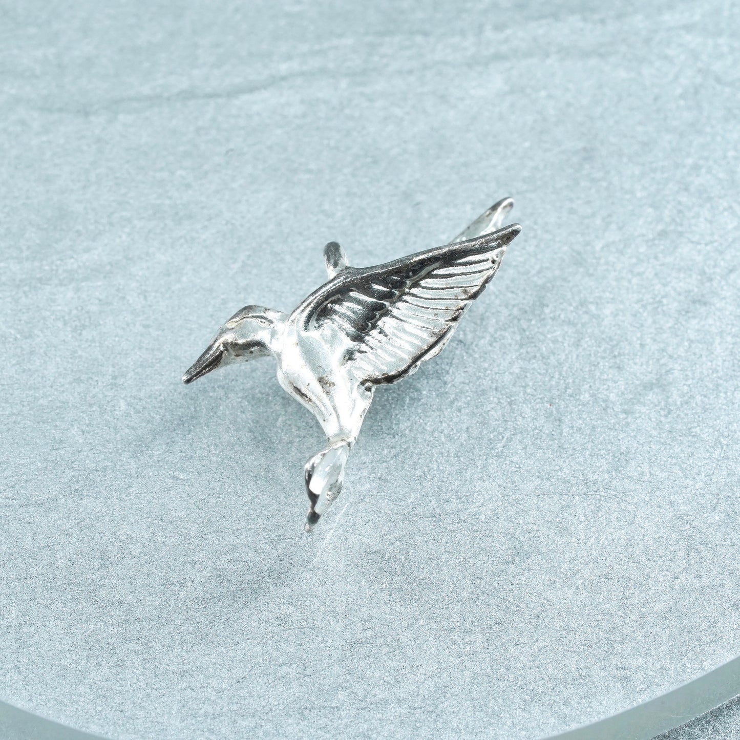 Vintage Sterling silver 925 handmade bird pendant, hummingbird bird charm