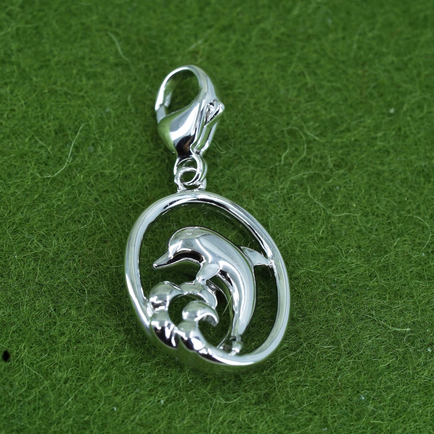 Vintage sterling silver handmade pendant, 925 dolphin charm