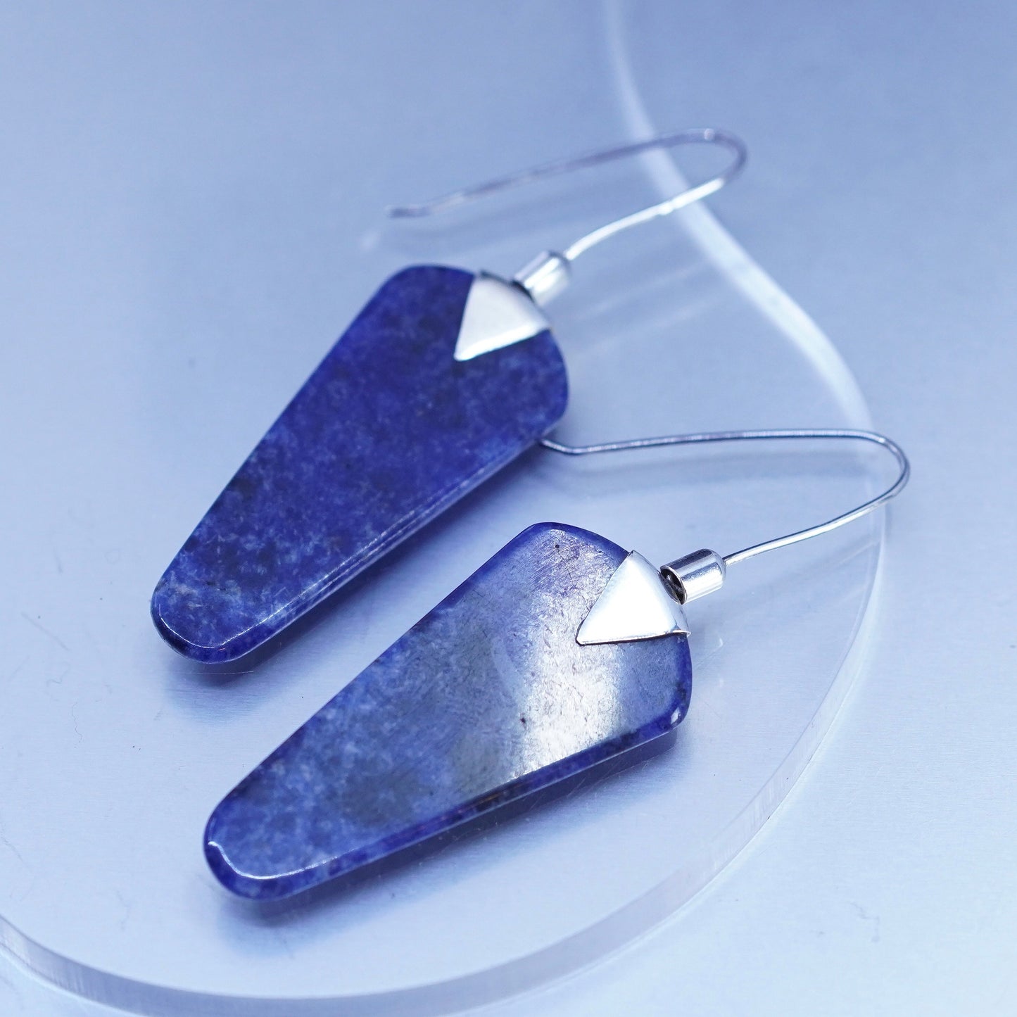 Vintage jewelry | handmade Sterling 925 silver sodalite teardrop earrings