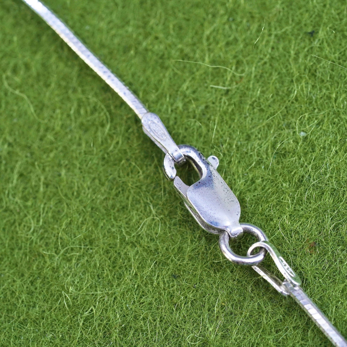 18”, 1mm, Vintage sterling silver square snake chain, Italy 925 necklace