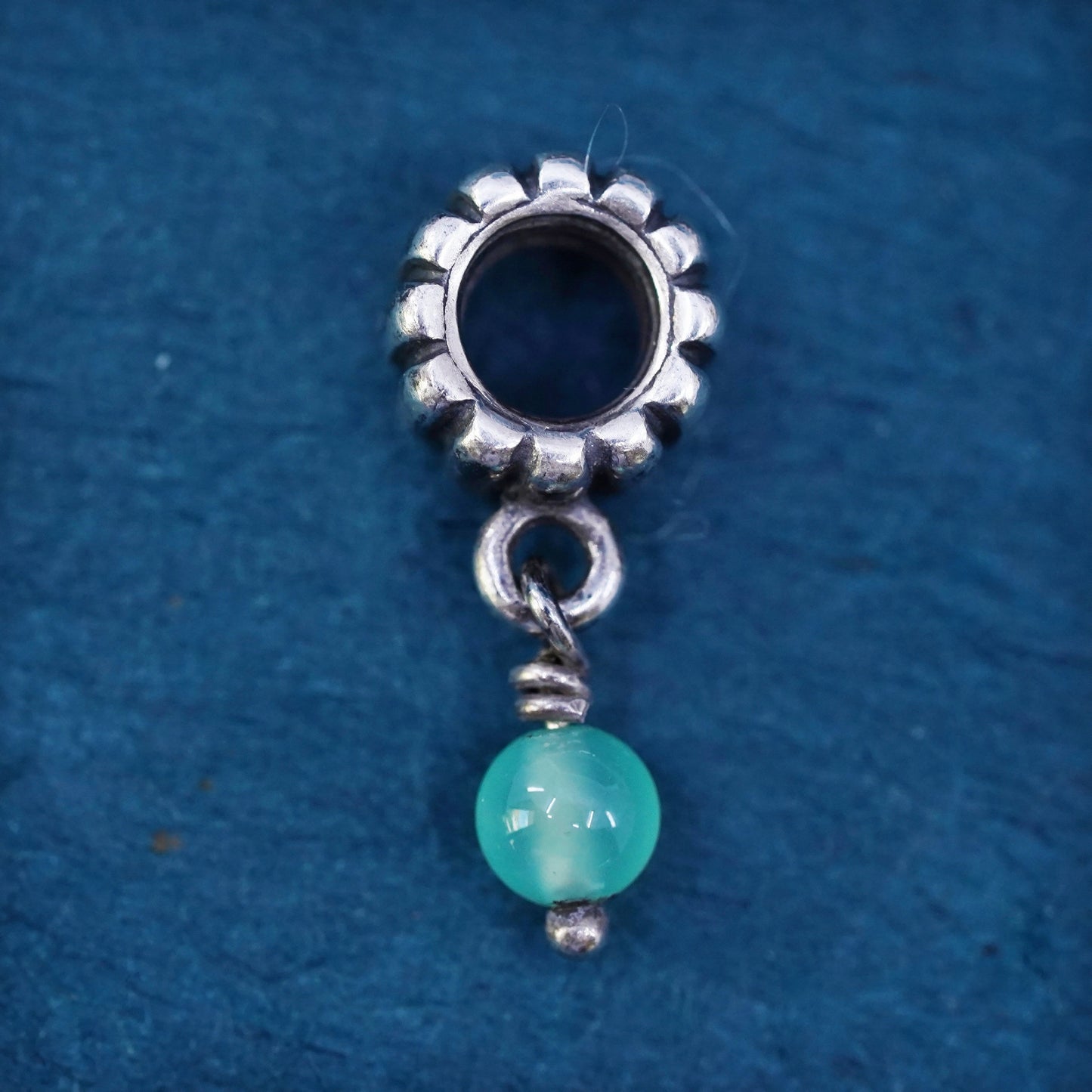 Vintage ALE sterling 925 silver handmade pendant with chalcedony bead