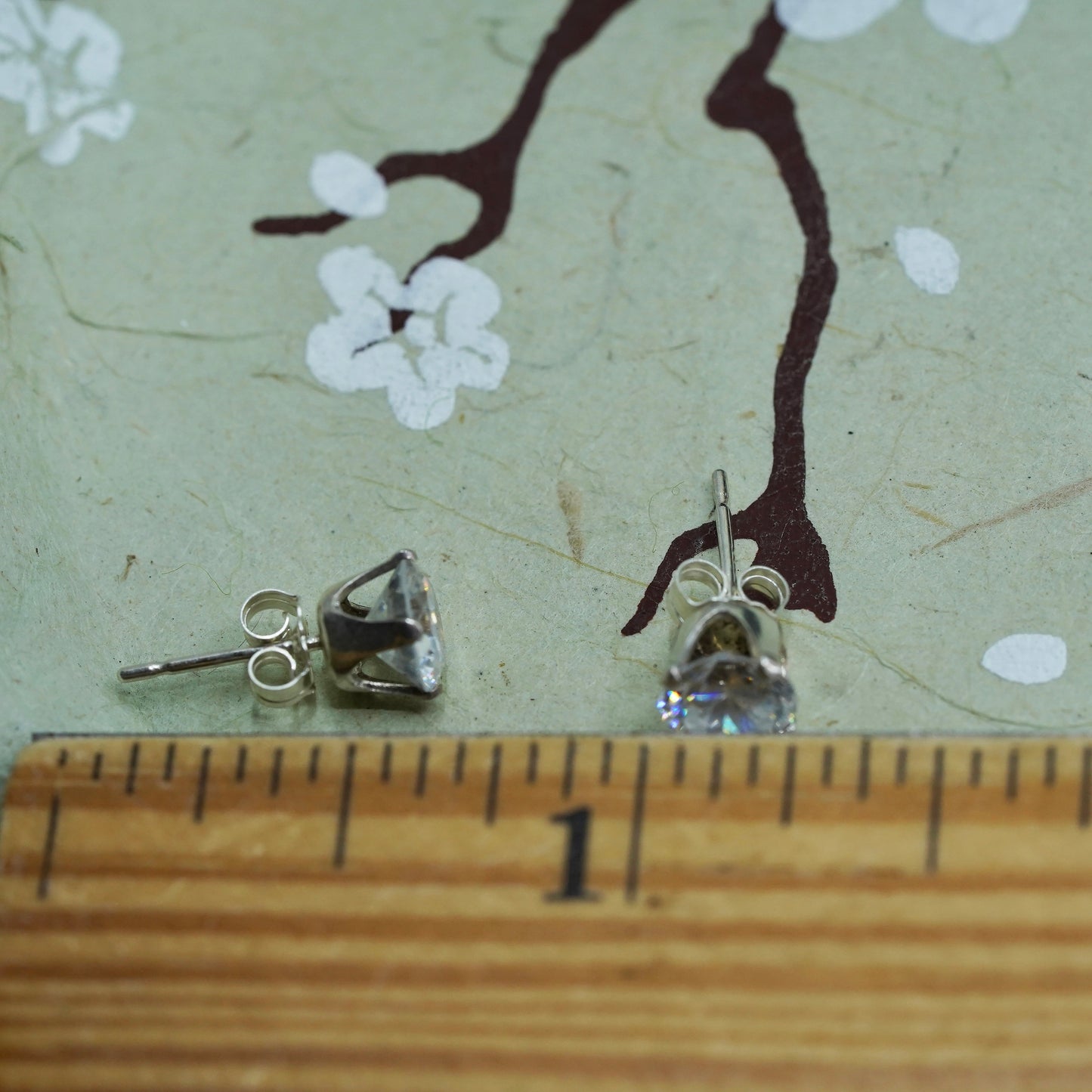 5mm, Vintage sterling silver genuine cz studs, fashion minimalist earrings