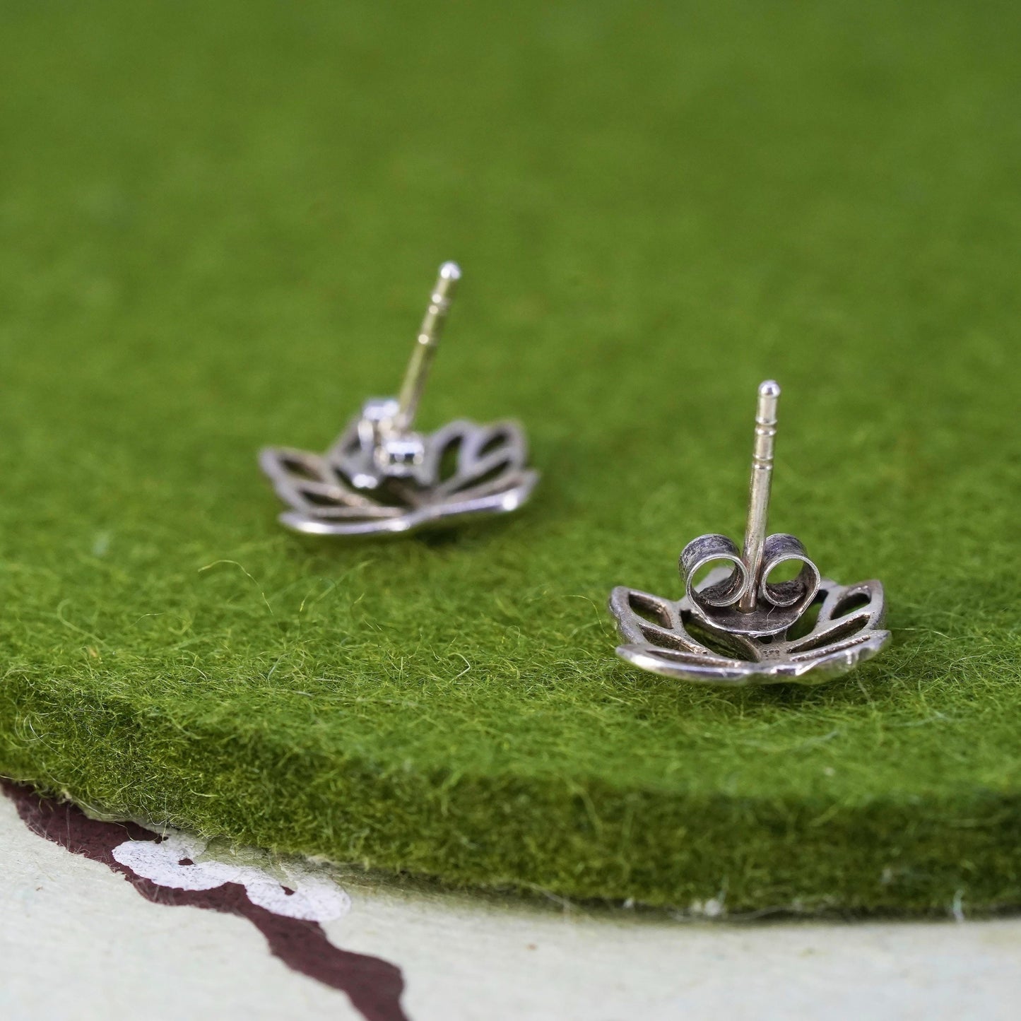 Vintage Sterling silver handmade earrings, 925 flower studs