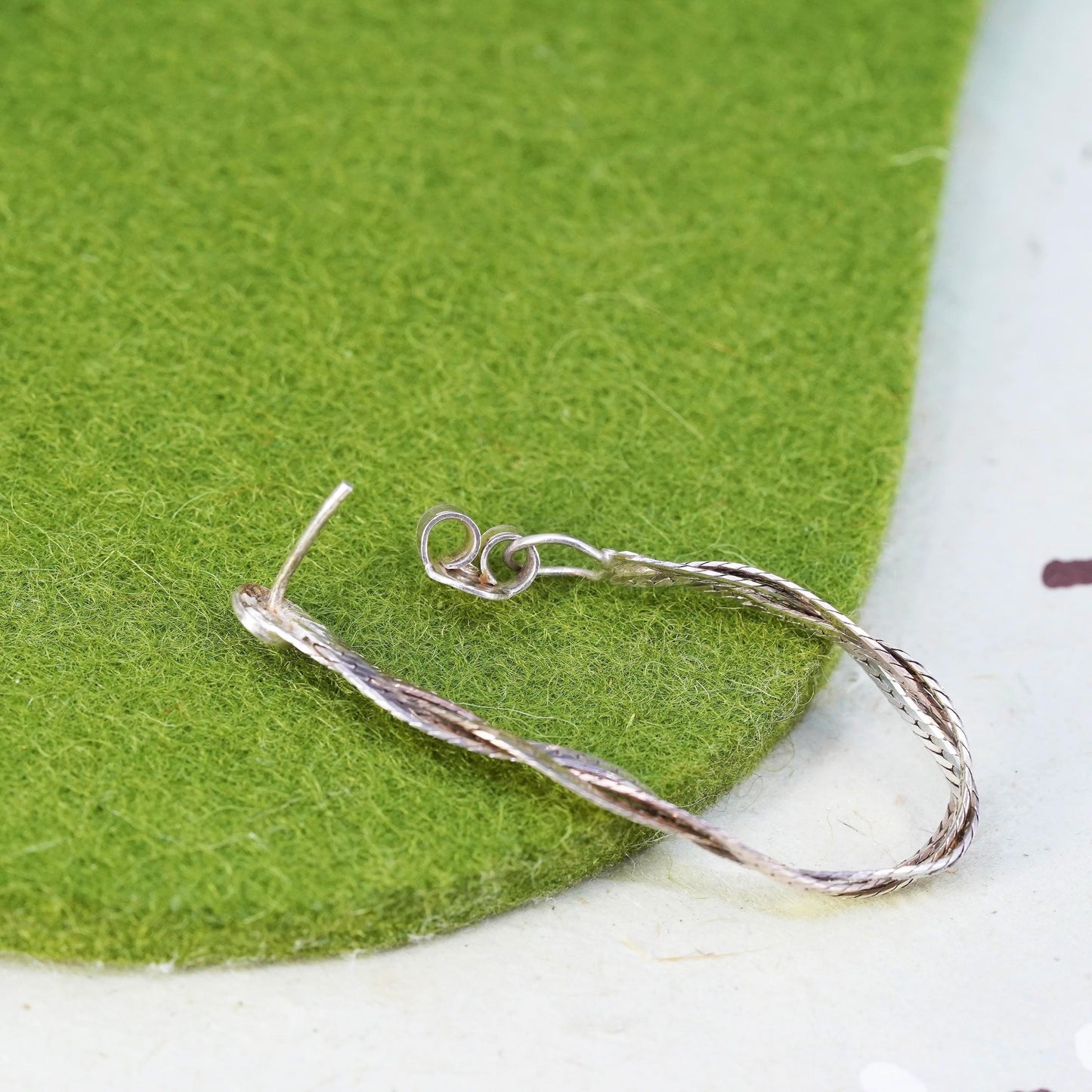 VTG Sterling silver handmade earrings, 925 liquid silver braided woven drops