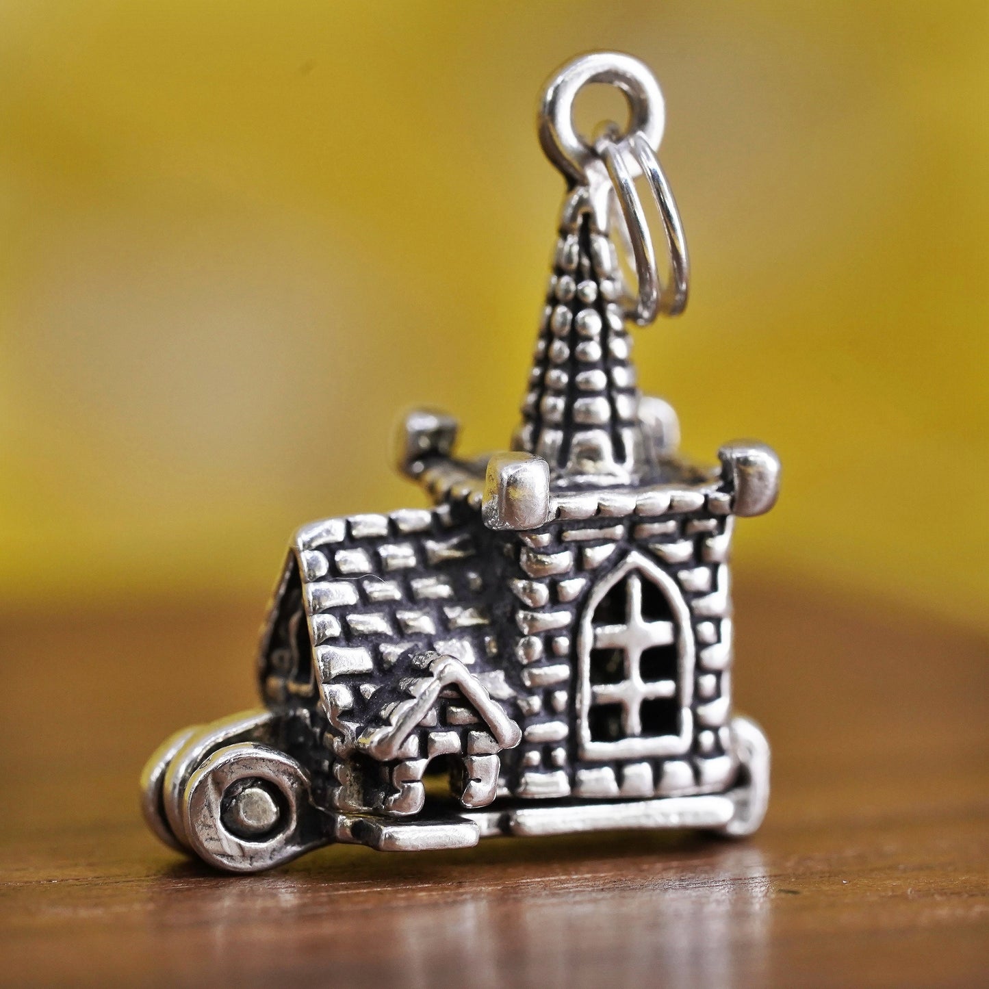 Sterling silver prayer box pendant, 925 handmade church wedding locket charm